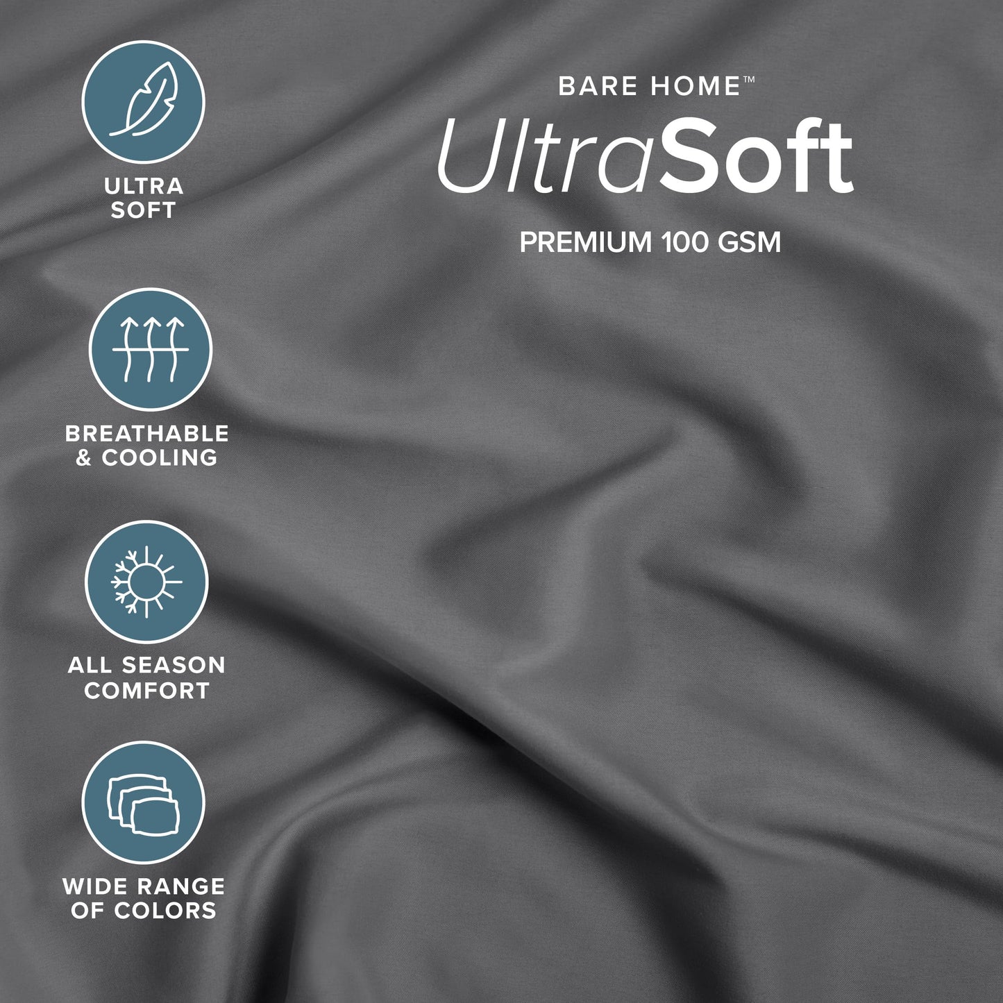 Bare Home 2-Pack Fitted Bottom Sheets Queen - Premium 1800 Ultra-Soft Wrinkle Resistant Microfiber - Deep Pocket (Queen, Grey)