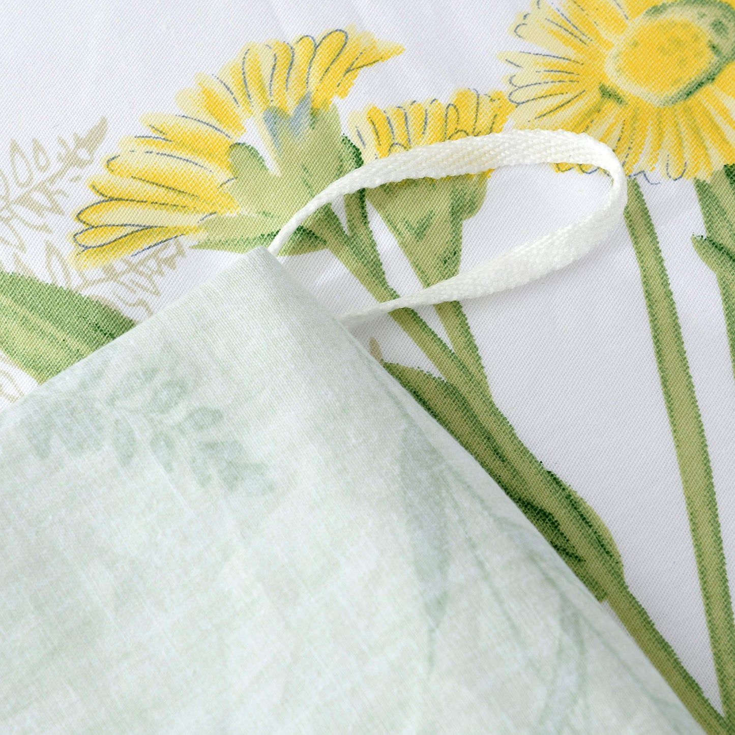 FADFAY Farmhouse Premium Shabby Green Daisy and Botanical Lavender Flowers 100% Cotton Bedding Set King Duvet Cover Set with Hidden Zipper Closure 3-Piece:1 Duvet Cover & 2Pillowcases