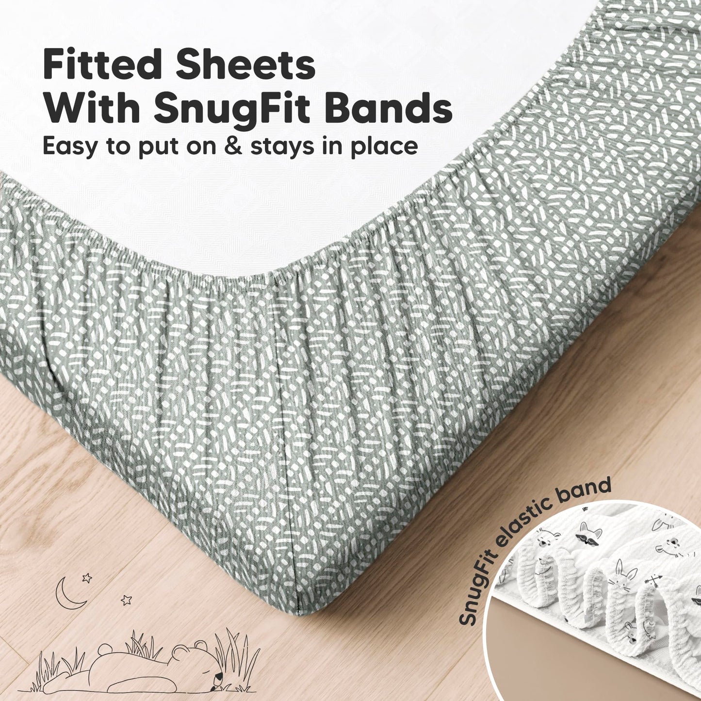KeaBabies 2-Pack Muslin Crib Sheets for Boys, Girls - 100% Organic Cotton Fitted Baby Crib Mattress Sheet, Soft Breathable Standard Toddler Bed Cover Bedding Set, Neutral, Durable 52x28 (Nordic)