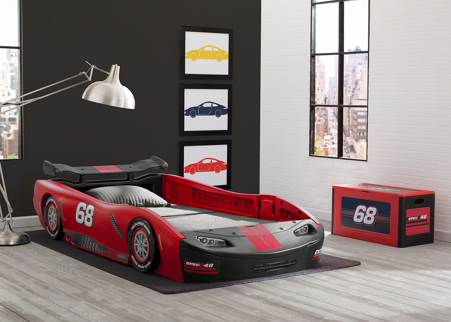 Delta Children Turbo Race Car Twin Bed, Red