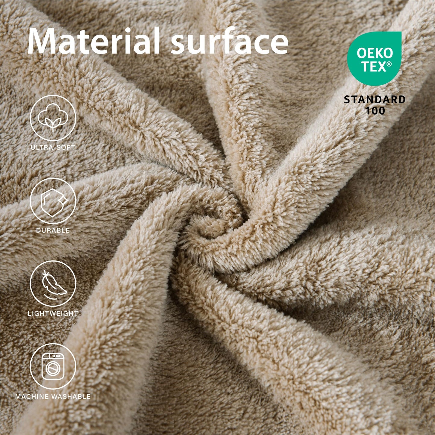 DEZ FURNISHINGS Velvet Plush Blanket, Super Soft, for Couch, Bed, All Season Use, Queen (90" x 90"), Tan