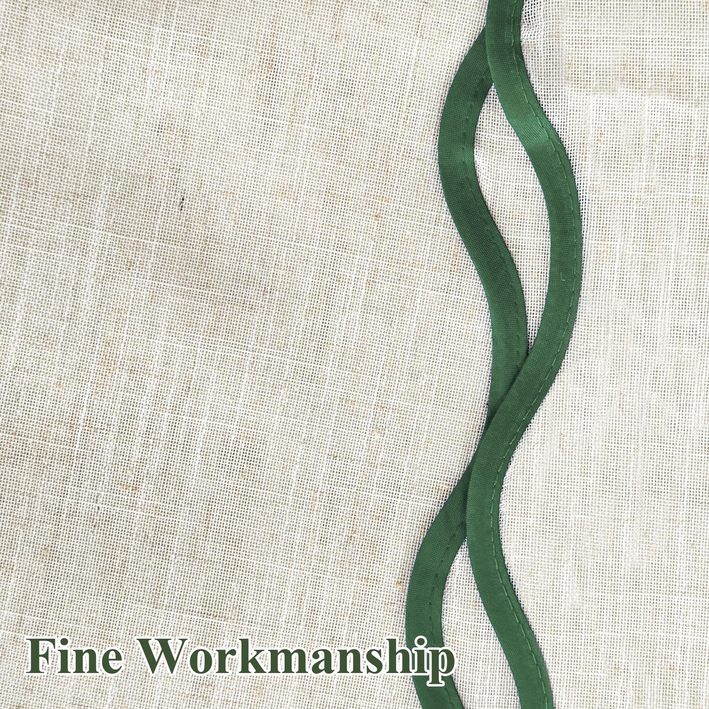 DriftAway Semi Sheer Scalloped Edge Linen Coastal Beach Window Curtains for Living Room Bedroom 2 Panels Rod Pocket Each Size 52 Inch by 84 Inch Loden Green