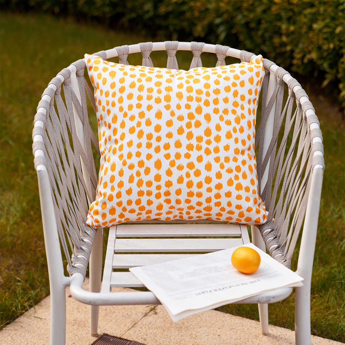 Allorry Outdoor Pillow Covers 18x18 Set of 2 Boho Design Yellow Polka Dot Decorations Pillows Summer Outdoor Waterproof Patio Furniture Garden Porch Sofa Bed Cushion Covers Home Decor JB001-A18