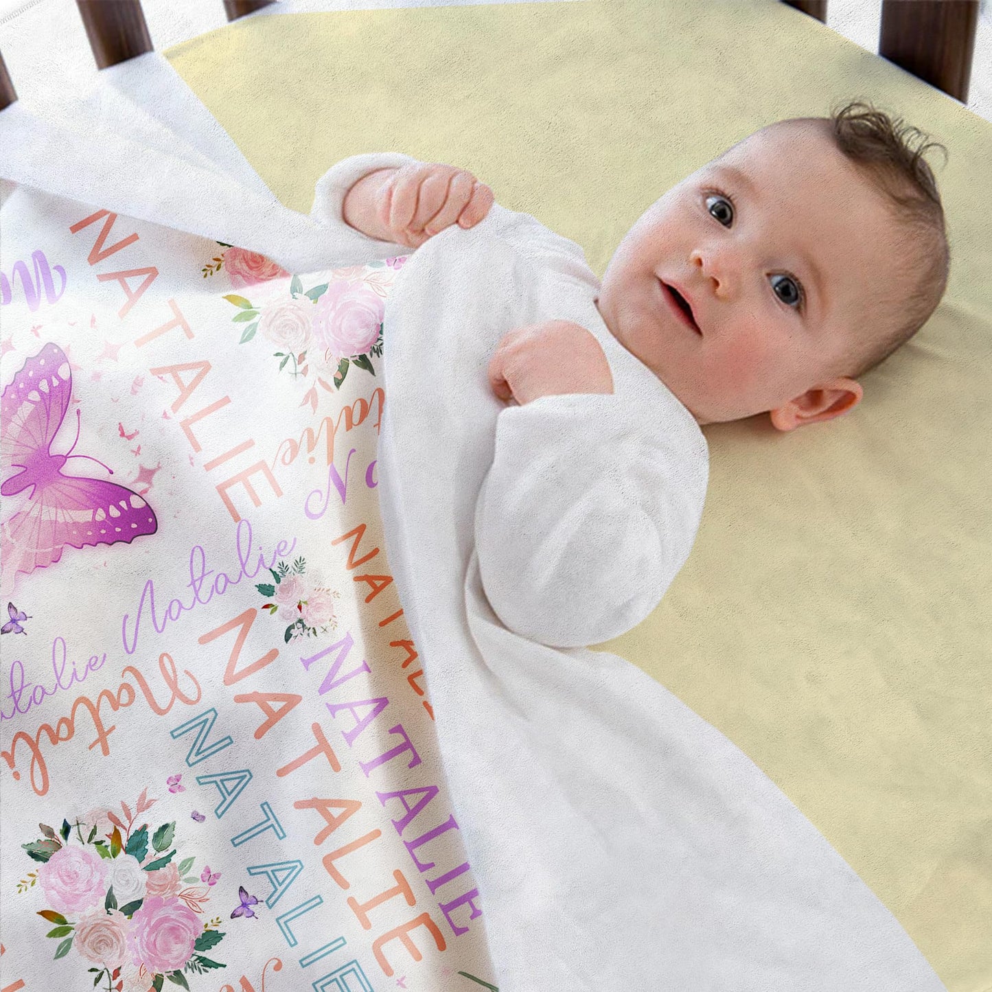 Bohva Personalized Baby Blankets for Girls, Custom Baby Blanket with Name, Cozy Newborn Blanket, Personalized Kids Name Blankets for Babies Shower Christmas Birthday Gifts