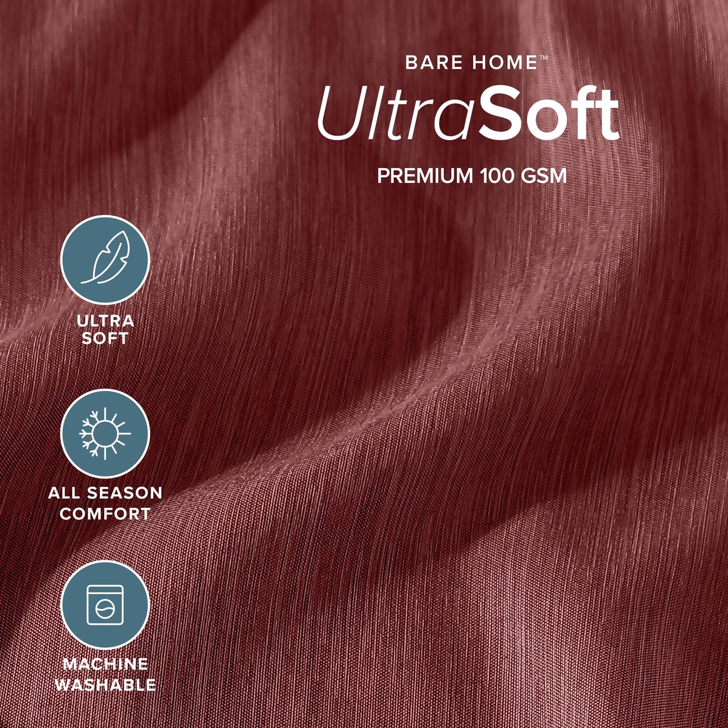 Bare Home Queen Sheet Set - Luxury 1800 Ultra-Soft Microfiber Double Brushed - Deep Pockets - Easy Fit - 4 Piece Set - Bedding Sheets & Pillowcases (Queen, Heathered Rose)