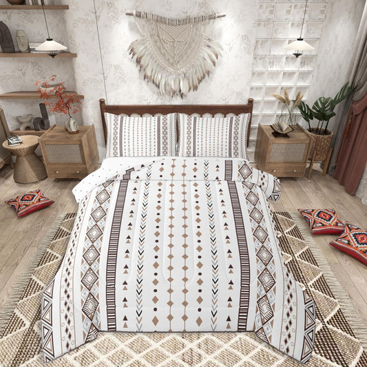 jejeloiu Western Comforter Set Queen Size Southwestern Geometric Bedding Set for Kids Boys Girls Boho Duvet Quilt Tribal Bedroom Decor Microfiber 3 Pcs with 2 Pillow Cases