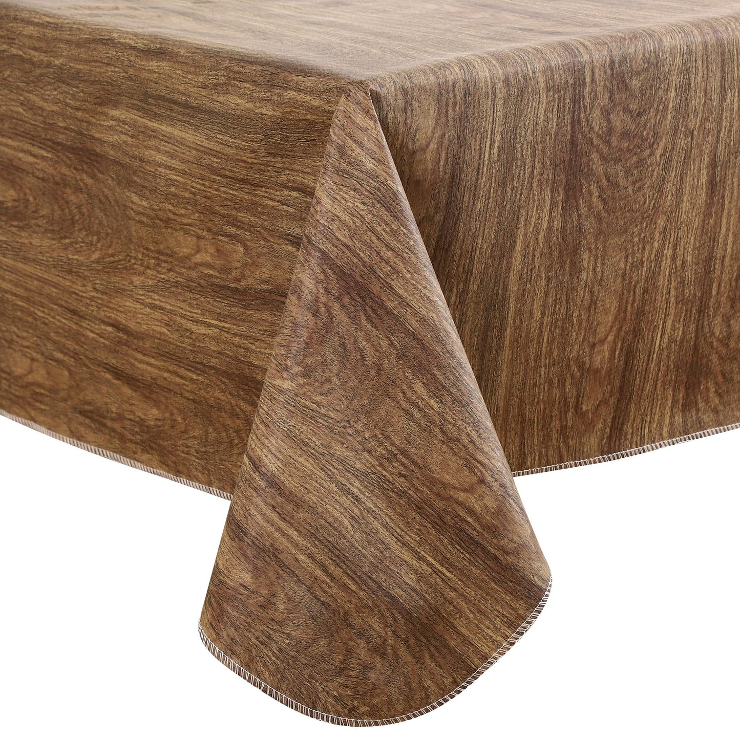 Walrus Heavy Duty Vinyl Tablecloth with Flannel Backing Waterproof Oil-Proof Plastic Table Cloth Stain-Resistant Wipeable Rectangle or Square Table Cover for Indoor and Outdoor (Wood, 54X54 Inch)
