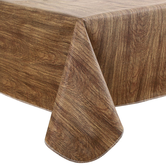 Walrus Heavy Duty Vinyl Tablecloth with Flannel Backing Waterproof Oil-Proof Plastic Table Cloth Stain-Resistant Wipeable Rectangle or Square Table Cover for Indoor and Outdoor (Wood, 54X54 Inch)
