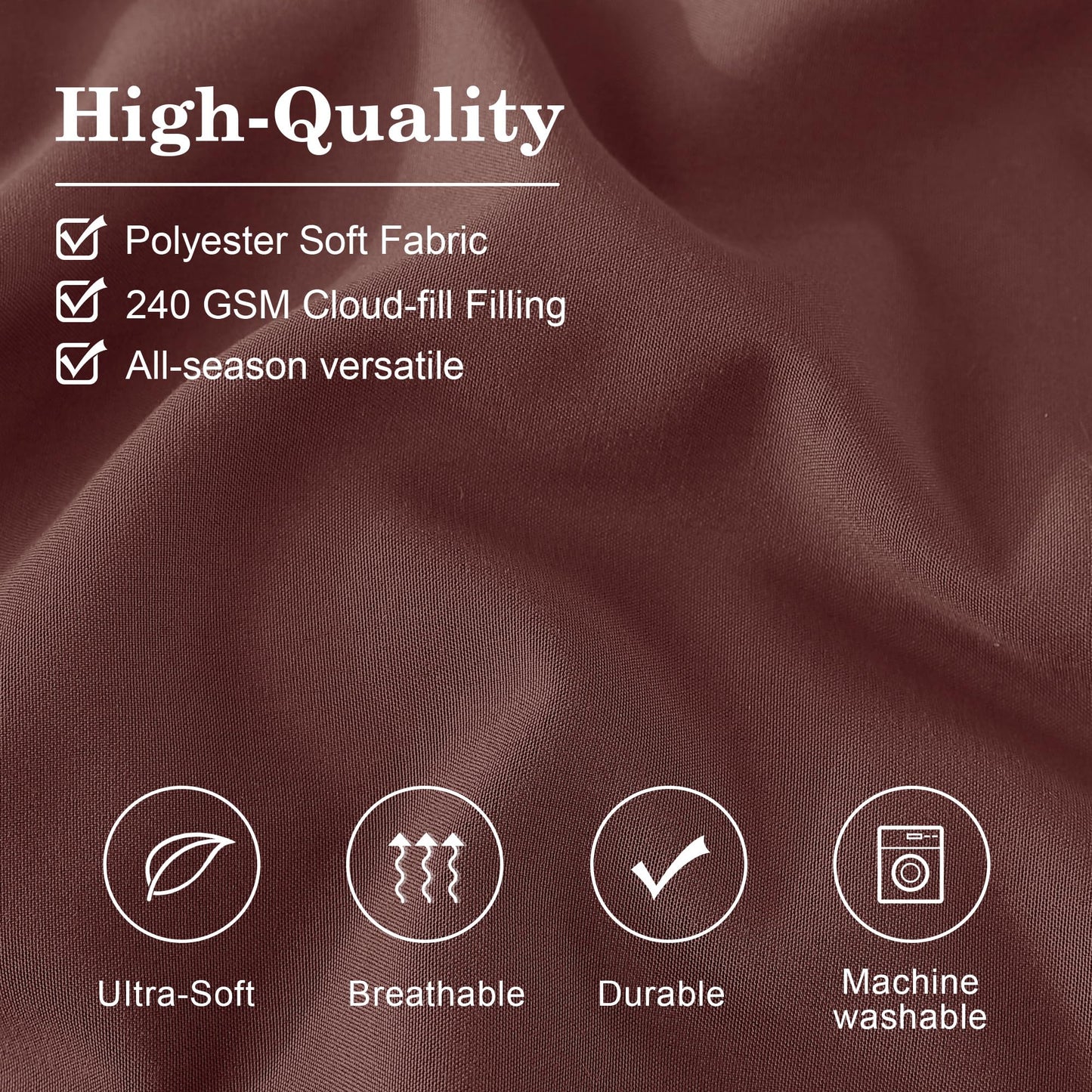 Monbix Queen Comforter Set - 7 Pieces Dark Red Bed in a Bag Queen Bedding Sets with Comforters, All Seasons Comforter Bed Set with Sheets, Pillowcases & Shams