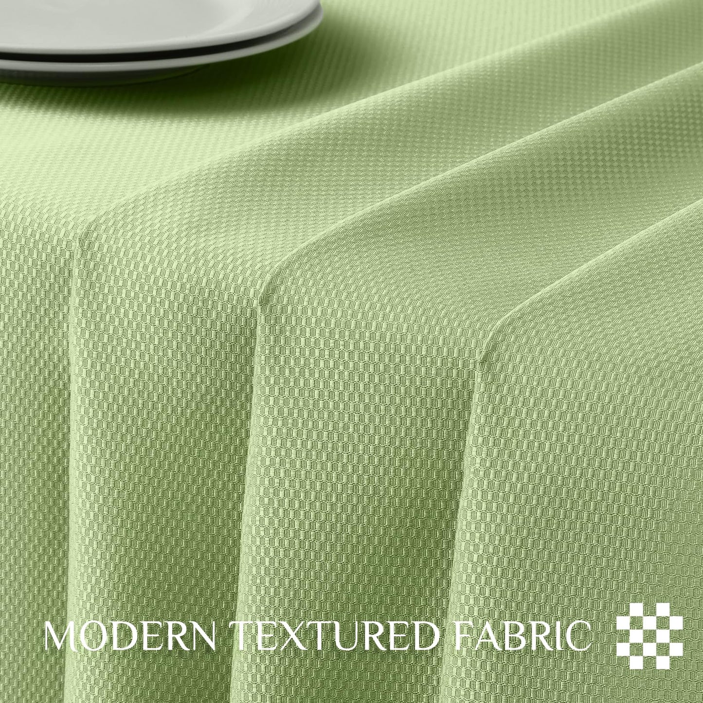 Softalker Sage Green Tablecloth Rectangle, Jacquard Weaved Texture Pattern Spring Tablecloth, Waterproof Wrinkle Free Washable Table Cloth for Outdoor Party Dinner - 52 x 70 Inch