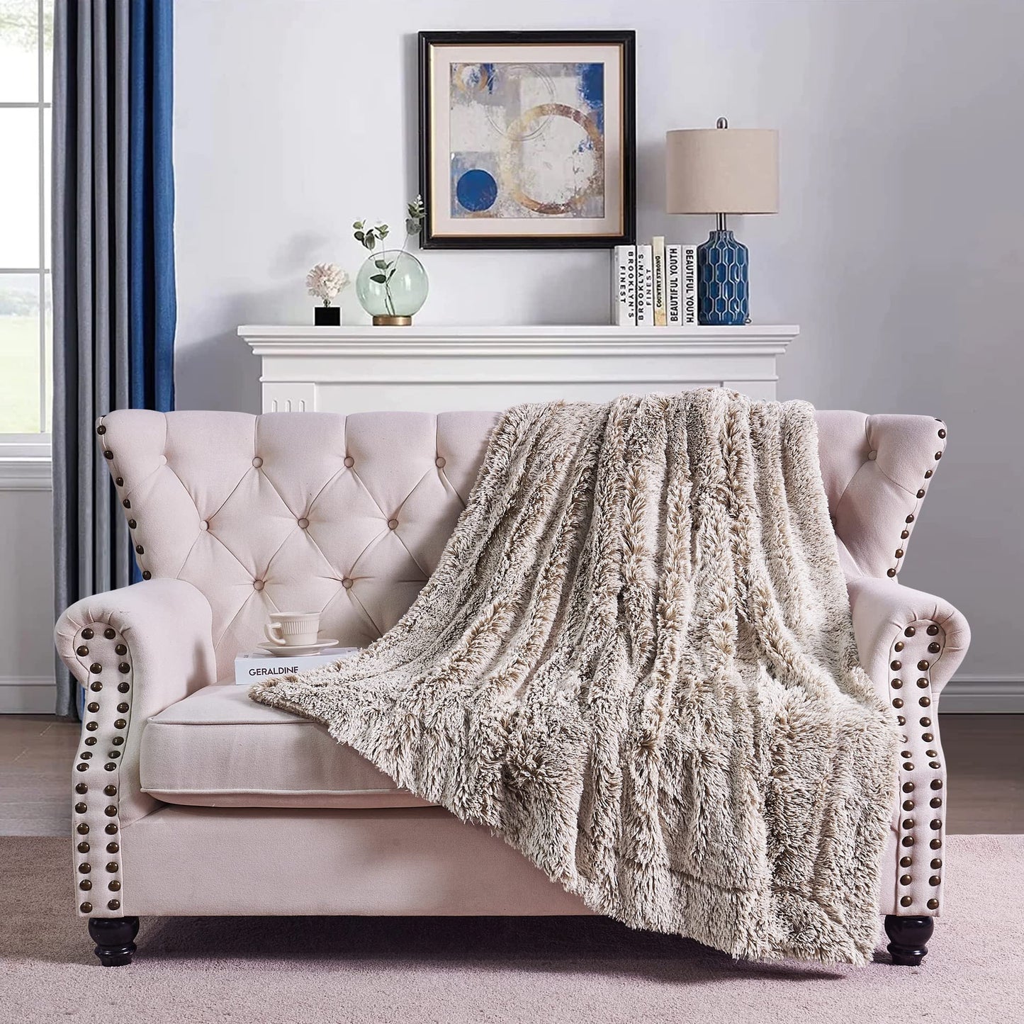 Home Soft Things Woolly Mammoth Throw Blanket, 50" x 60", Tannin