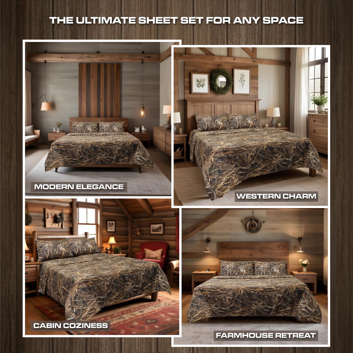 VISI-ONE Realtree Max-7 Twin Camo 3 Piece Sheet Set – Lightweight, Cooling, Wrinkle-Free Microfiber 10" Deep Pockets Sheets, Unisex Rustic Western Farmhouse Style for Home, RVs, and Camping Retreats