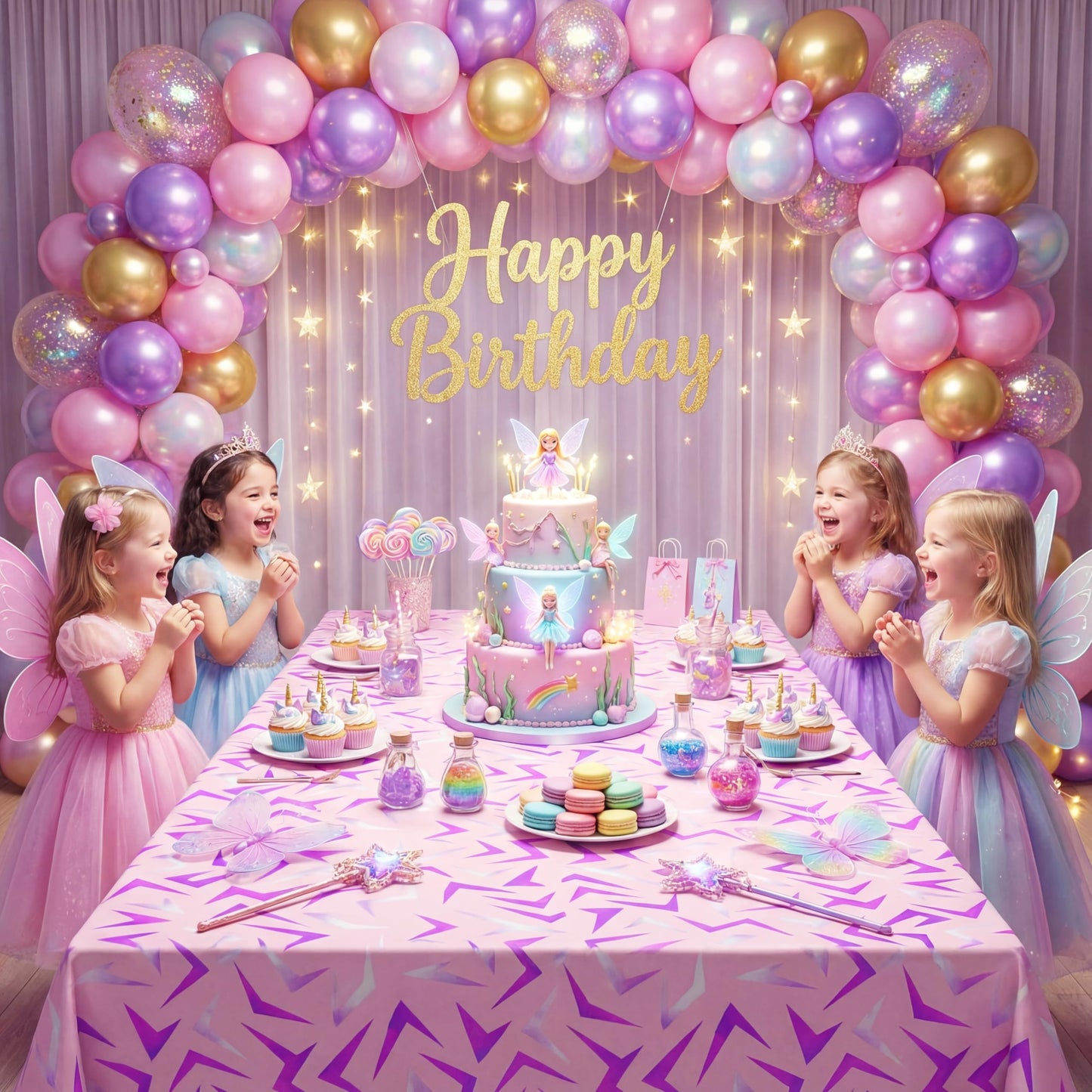 Gilprop 2 Pcs Kpop Pink Lightning Crack Birthday Party Tablecloth Decorations Purple Energy Pattern 108 x 54 Inch Plastic Tablecover Korean Idol Movie Decor for Kid Birthday Graduation Baby Shower