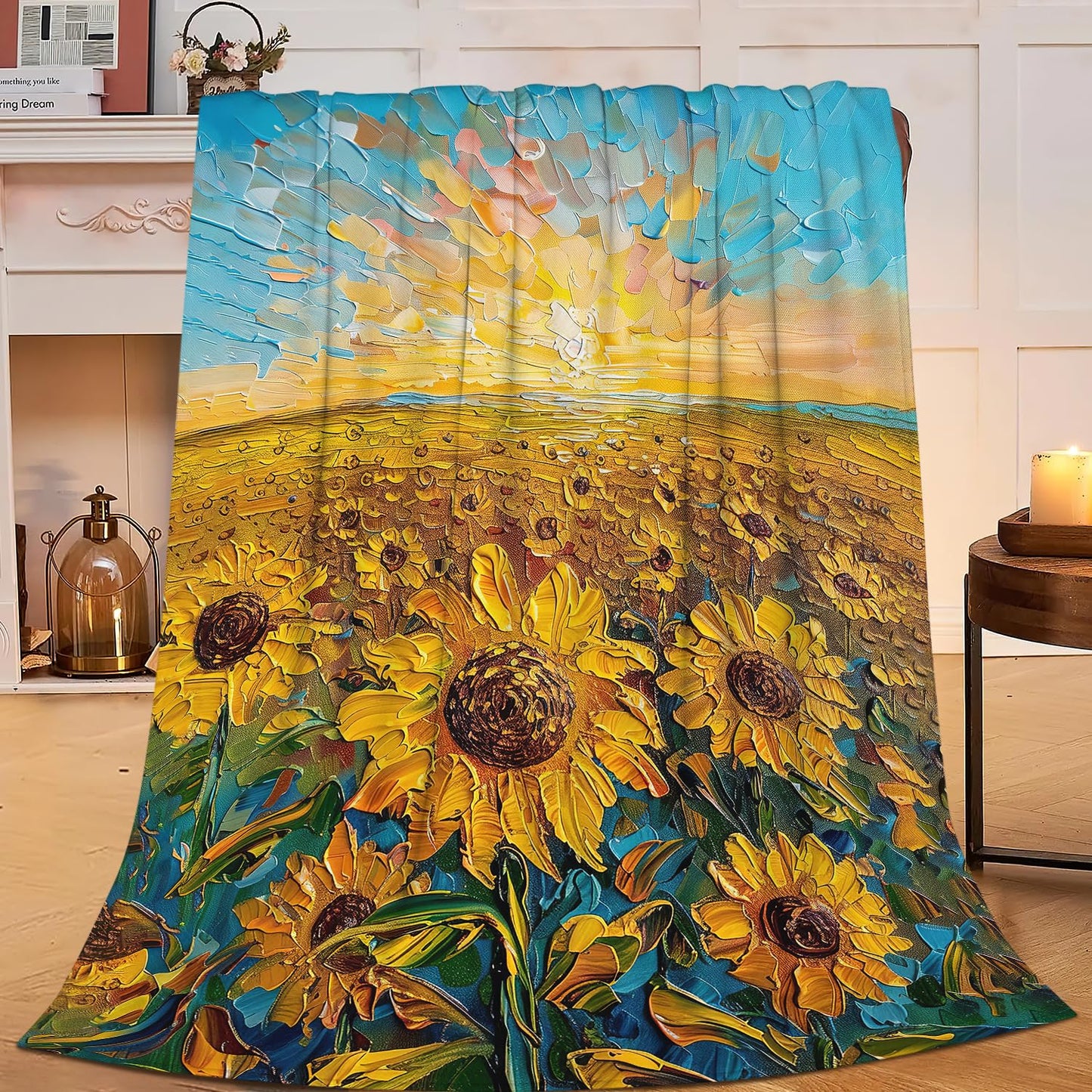 Sunflower Throw Blanket Sunflower Floral Flannel Blankets Flower Fuzzy Plush Super Soft Cozy Warm Decor Gifts for Boys Girls Kids Adults Men Women 40" x 50"