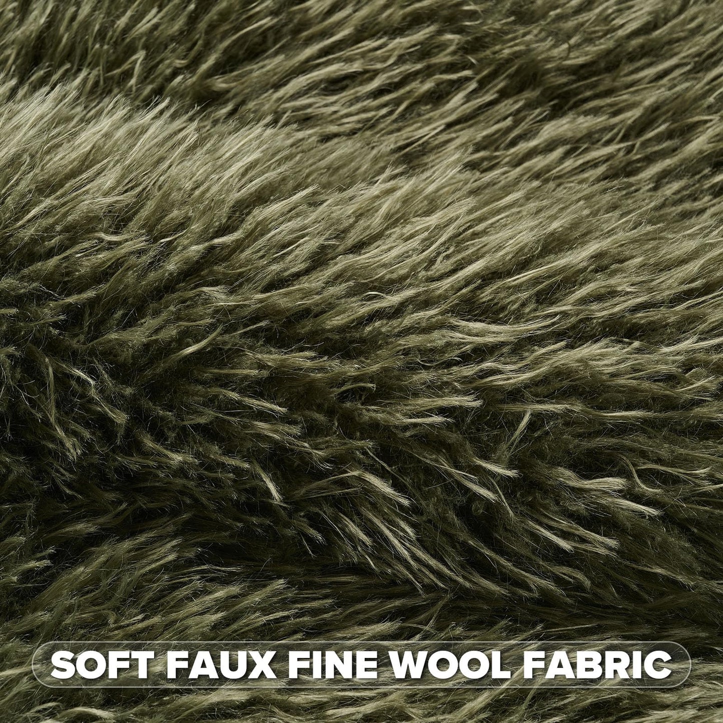 FUTEI Pack of 2 Shaggy Mongolian Faux Wool Throw Pillow Covers 18x18 Inch Soft Fluffy Farmhouse Decorative Cushion Case for Couch Bed Living Room, Olive Green