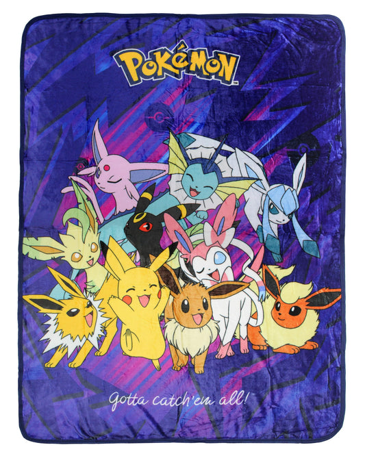 Pokemon Eevee Evolutions Sylveon Umbreon Vaporeon Throw Blanket - 46" x 60" Cozy Soft Fleece Throw Blanket for Bed Couch