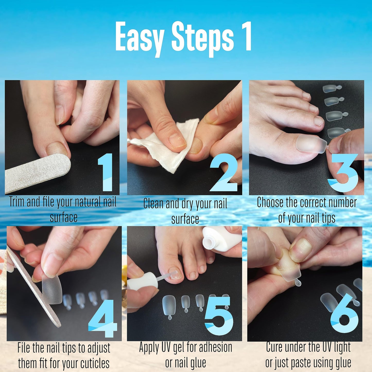 NOVO OVO 120 pcs Long Toe Nail Tips Press on, Curved Full Cover Longtoes Claw, Clear Double Matte Pre-filed Nail Extension for Pedicure Acrylic, Tapered Square Soft Gel Toenails x 12 Sizes