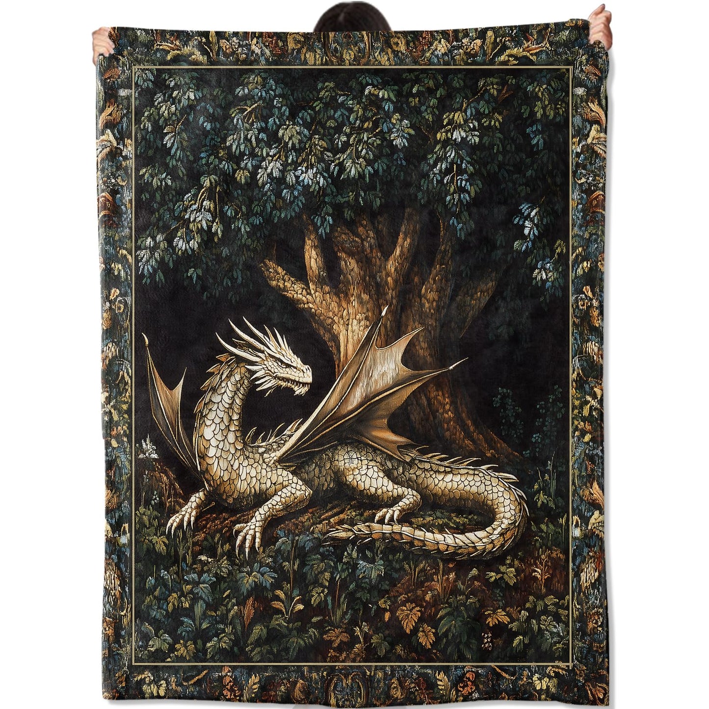 amepay Dragon Blanket Gifts for Women Adult Girls,Tree of Life Throw Blankets,Soft Comfy Lightweight for Home Halloween Couch Bed Sofa Decor,Medieval Aesthetic Renaissance Art 50x60in
