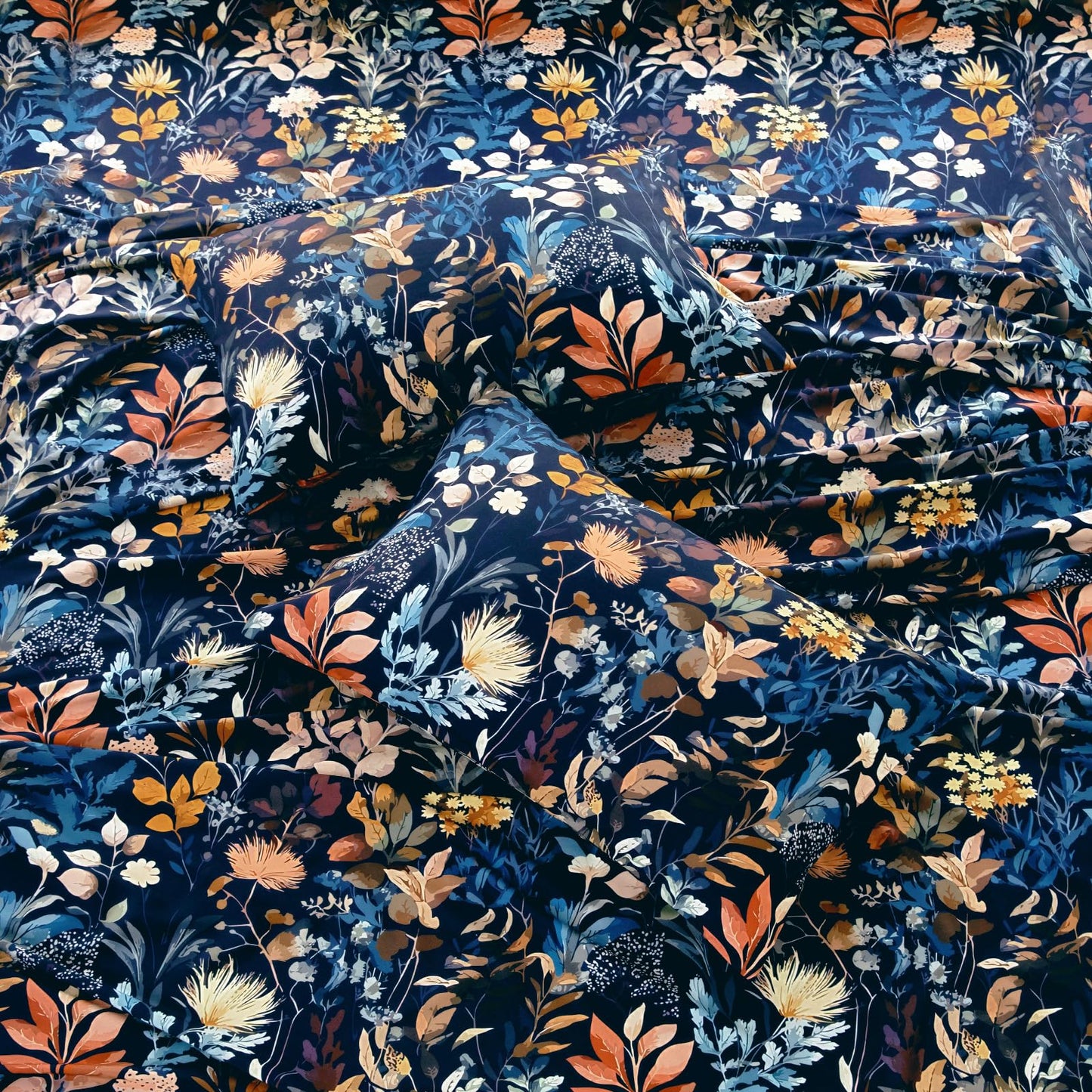 MICORAL Boho Floral Queen Sheet Set, 4-Piece Printed Botanical Bed Sheets, 16" Deep Pocket, Ultra Soft & Cooling Sheet, Oeko-TEX Certified, Midnight Blooms