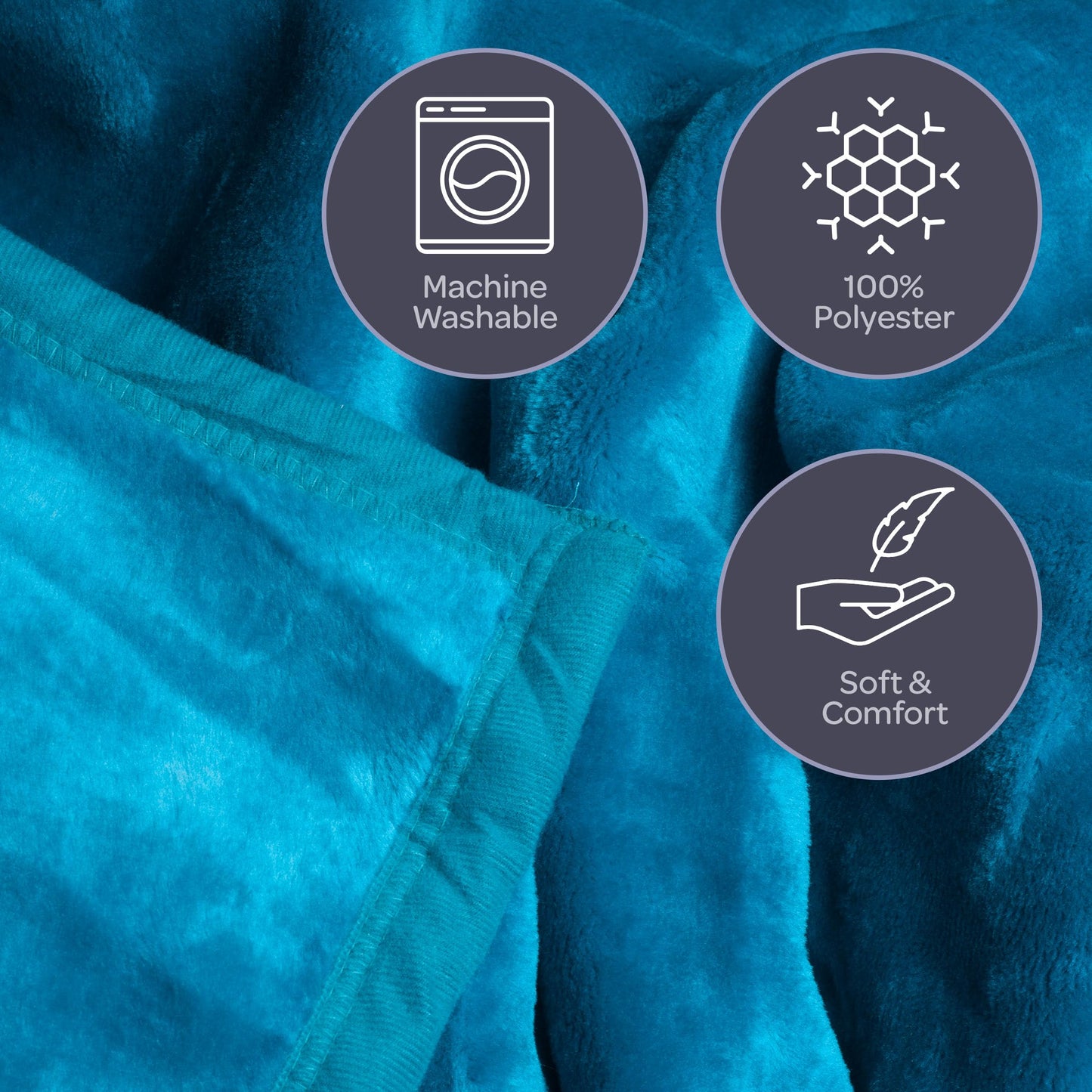 Lavish Home Faux Fur Throw Blanket - Oversized 91x81 Machine-Washable Bedding - Mink-Style 7.8lb Heavy Blanket for Bed or Sofa (Aqua)
