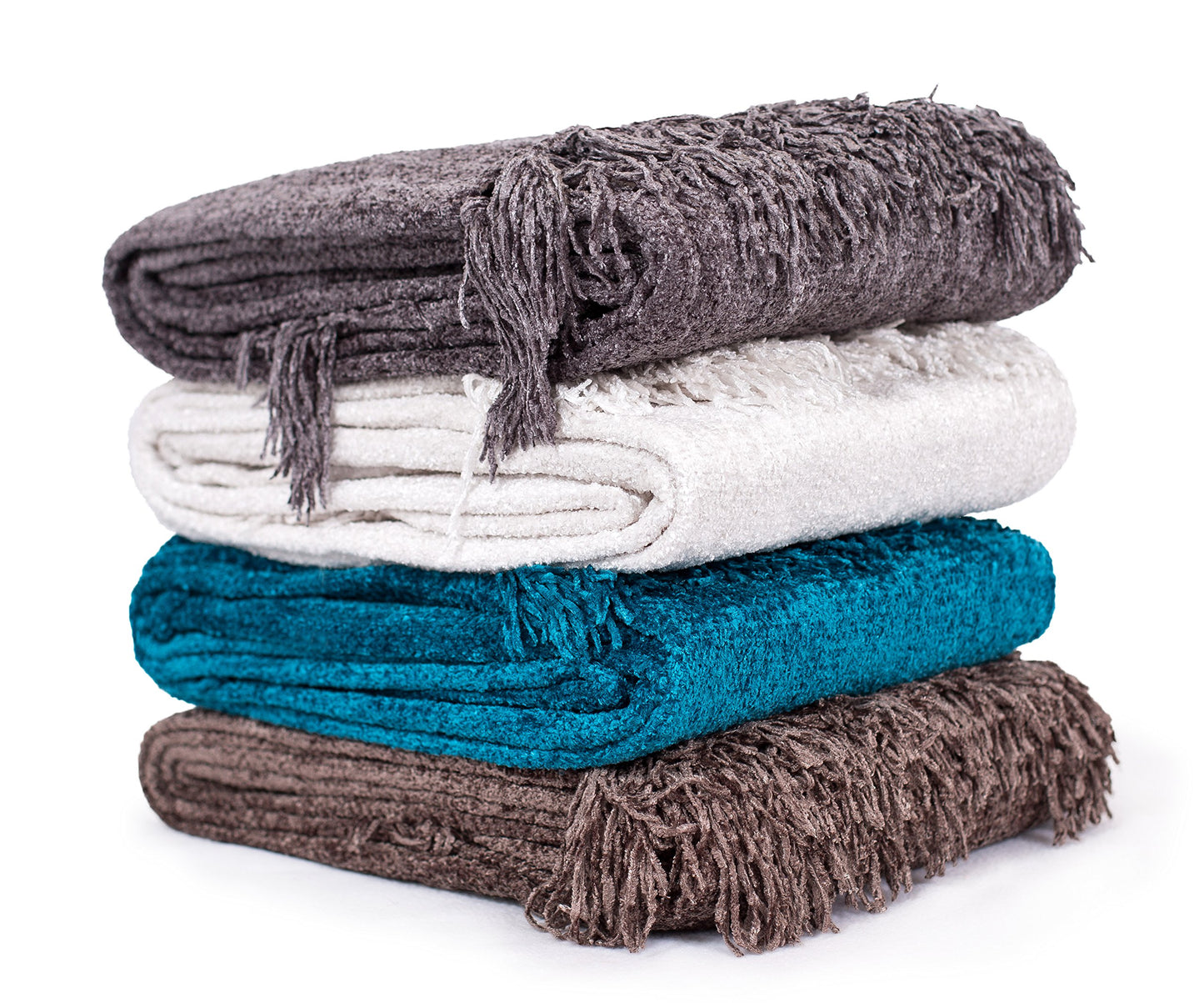 Internet's Best Thick Chenille Throw Blankets - Ultra Soft Sofa Couch Blanket with Fringe - Light Weight Sofa Throw - 100% Microfiber Polyester - Easy Travel - Bed (Teal)