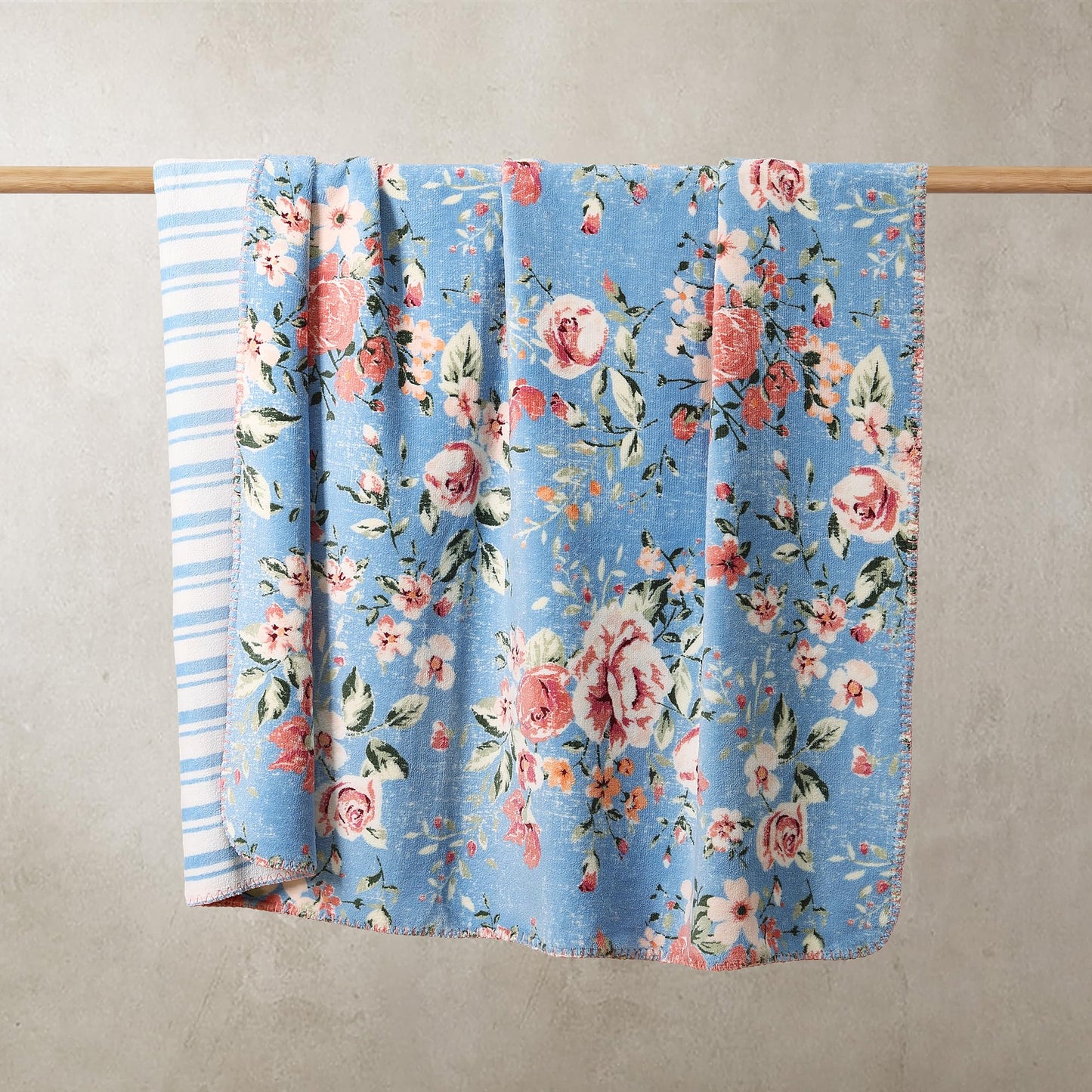 Floral Reversible Throw Blanket, Coco Flannel Bed Blankets for Women Gifts