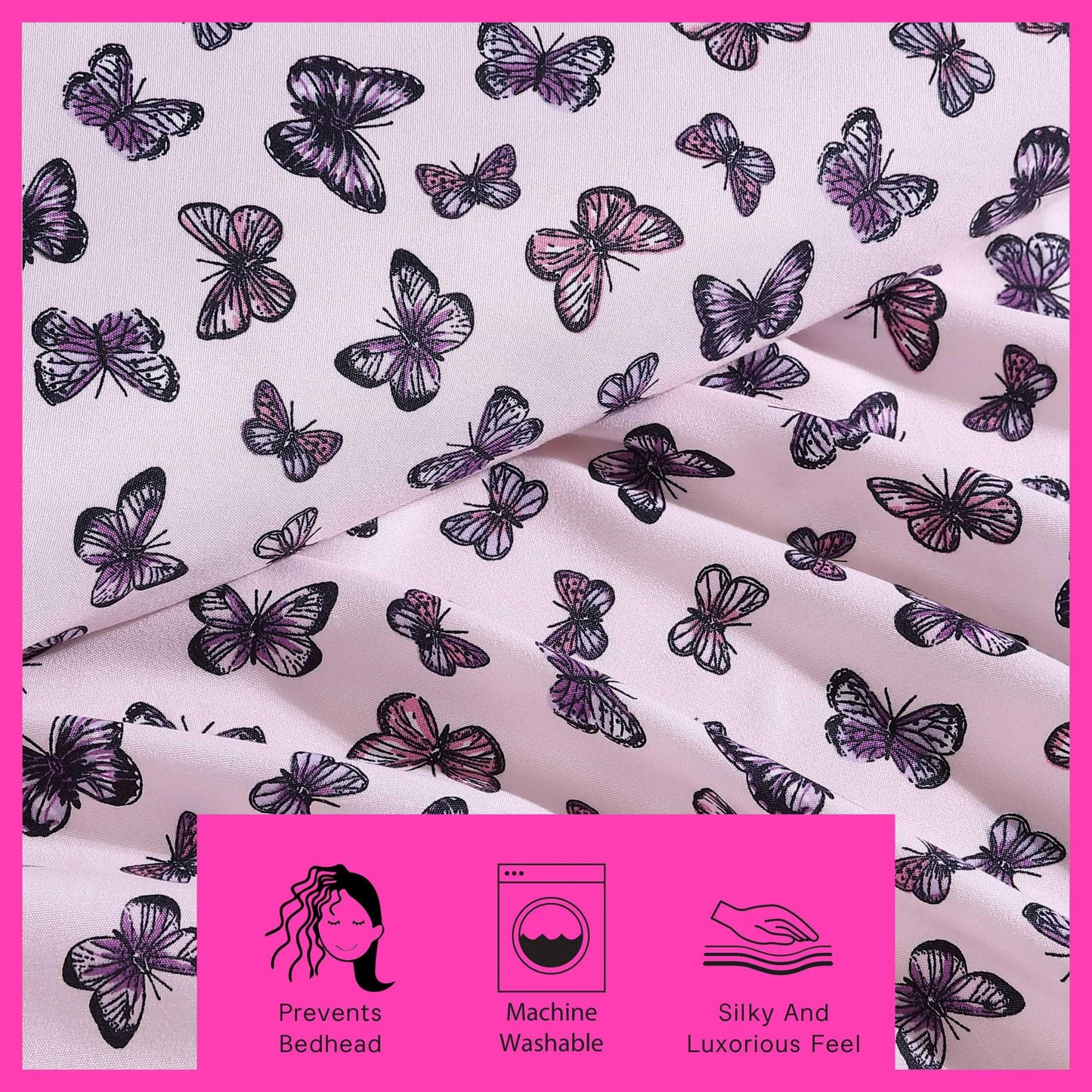 Betsey Johnson - Full Size Sheet Set, Smooth & Lightweight Bonus Bedding with Deep Pockets, Fade & Wrinkle Resistant, 6 Piece Bed Sheets with Matching Pillowcases (Butterfly Delight Pink)