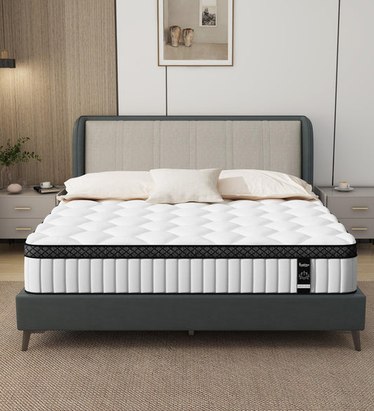 REALONE Full Mattress,10 Inch Hybrid White Mattresses,Gel Memory Foam Spring Mattress in a Box,Medium Firm Pressure Relief