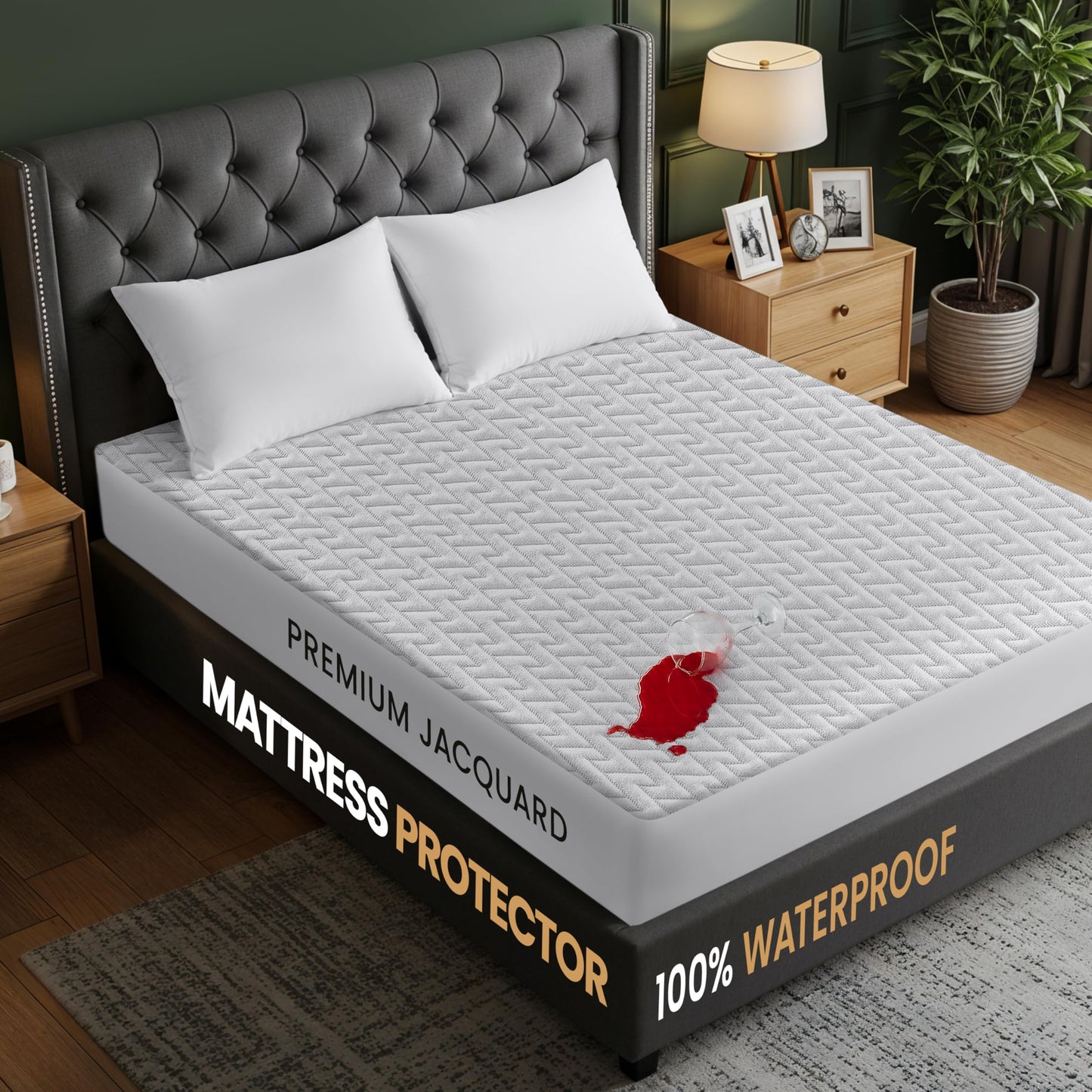 Utopia Bedding Waterproof Mattress Protector Full Size, Premium 3D Air Soft Fabric Mattress Cover, Fits 15 Inches Deep, Breathable, Fitted Style with Stretchable Pockets