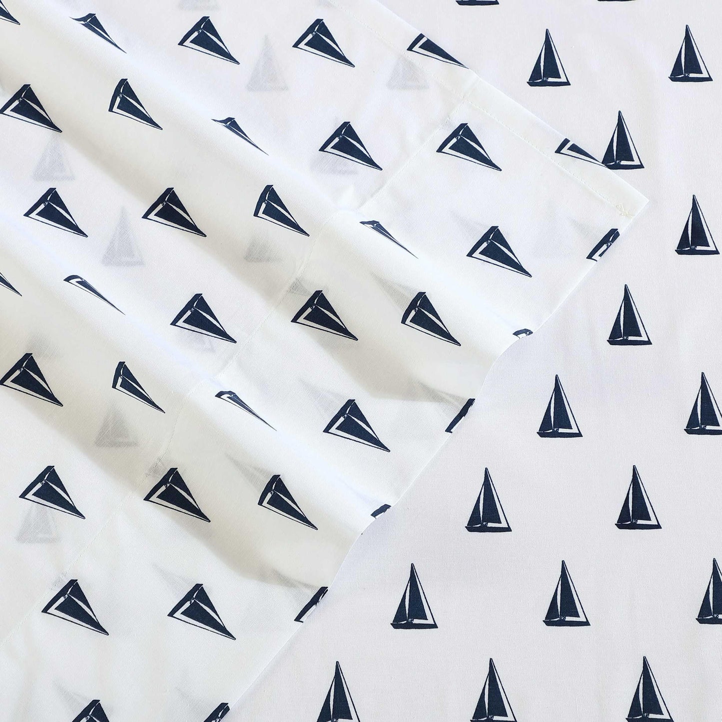 Nautica - Sheets, Cotton Percale Bedding Set with Matching Pillowcases, Crisp & Cool, Deep Pocket (Windtale Boat Navy, Full)