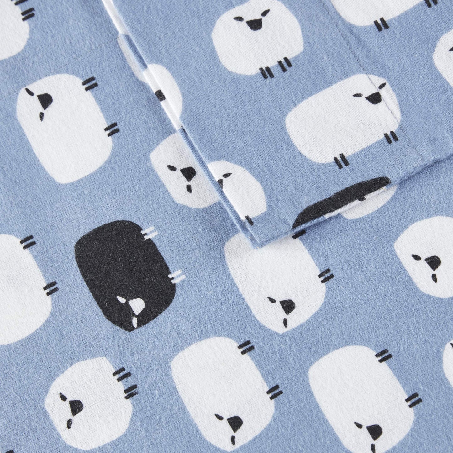Woolrich Cotton Sheet Set Cottage Charms Print, 100% Cotton Flannel Sheets Warm & Fuzzy Bedding Set Queen Size Sheets, Fitted Pocket Fits Up to 14" Mattress, Queen Blue Sheep, 4 Piece