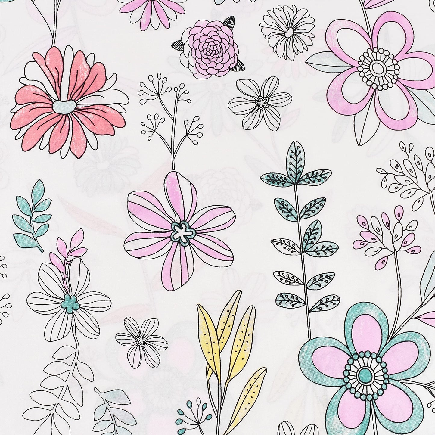J-pinno Painting Flower Plant Floral Botanic Cute Cozy Fun Twin Sheet Set for Kids Girls Children 100% Cotton Flat Sheet + Fitted Sheet + Pillowcase Bedding Set (Flower, Twin)