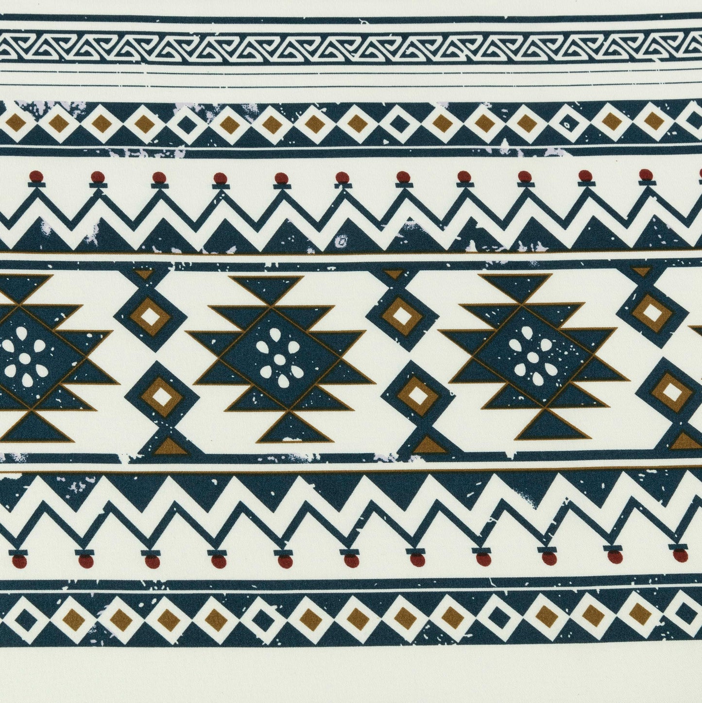 Chezmoi Collection 4-Piece Southwestern Tribal Lodge Bed Sheet Set, Queen Size - Ivory Navy Brown Red Printed Microfiber Soft Breathable Deep Pocket Sheets and Pillowcases Set