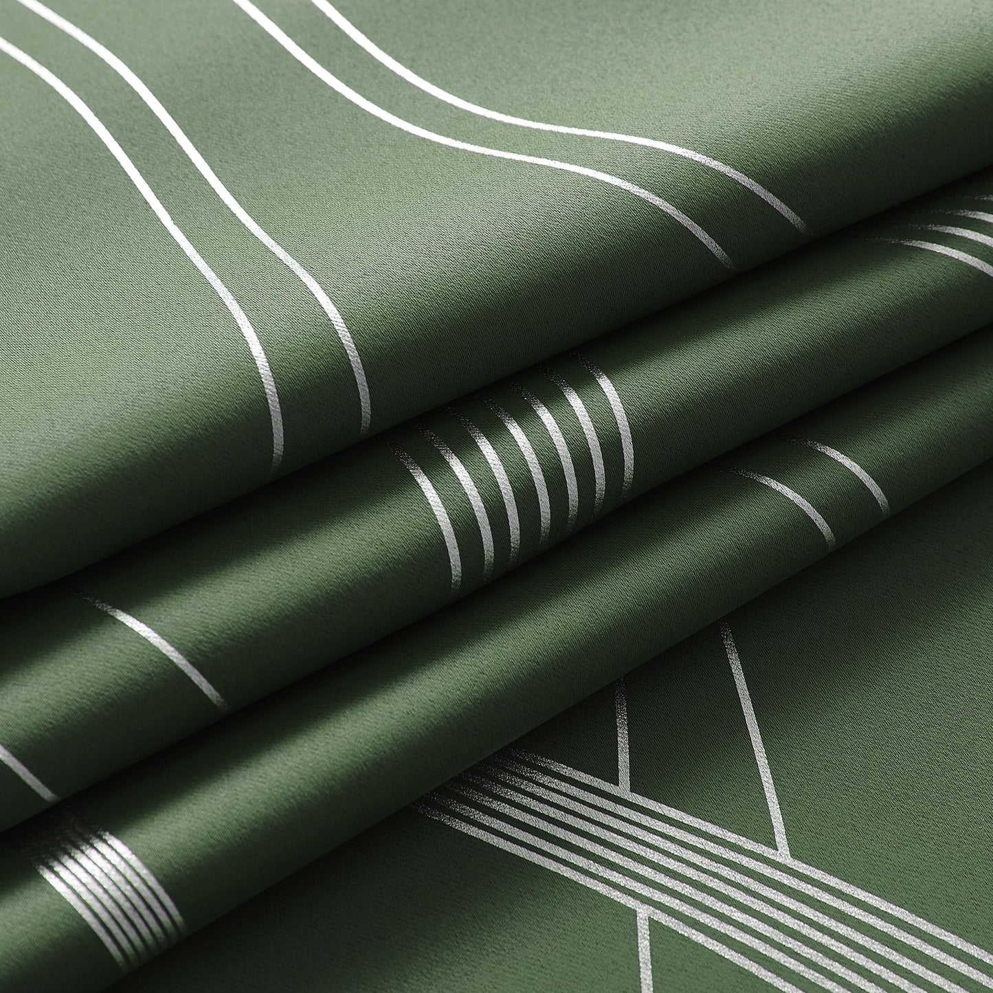 NICETOWN 100% Blackout Curtains 84 inch Length 2 Panels Set, Dark Mallard, 52" x 84", Noise Reducing Thermal Insulated Wave Line Foil Print Design Blackout Curtains for Hall Closet Villa Door
