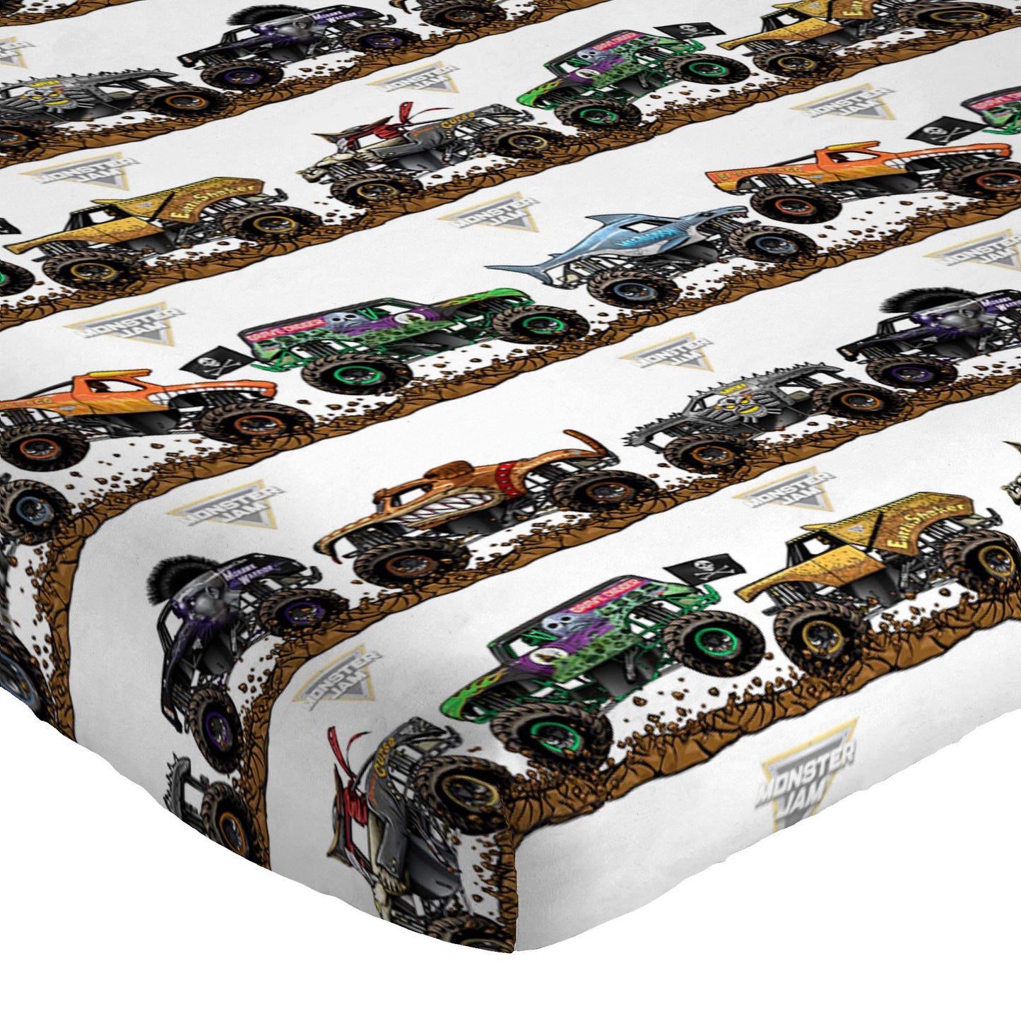 Jay Franco Kids Sheet Set with Fitted, Flat Sheets & Pillow Cover - Ultra-Soft Bedding with Pillowcase for Room Decor, Multi - Monster Jam, 3 Piece Twin