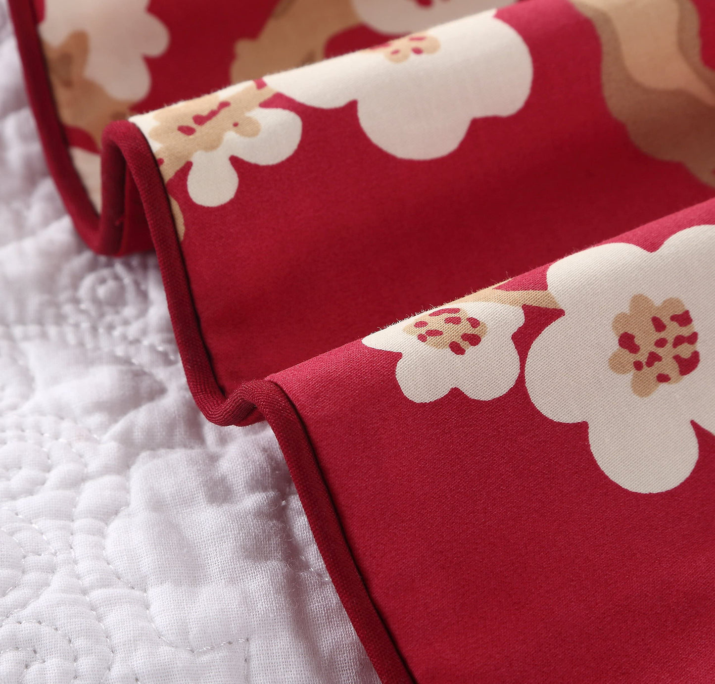 Brandream King Size Duvet Cover Set Japanese Oriental Style Cherry Floral Red Blossom Flower Branches Print Chinoiserie Bedding Pillowcases Set 800TC Egyptian Cotton Sateen Botanical Tree 3 Piece