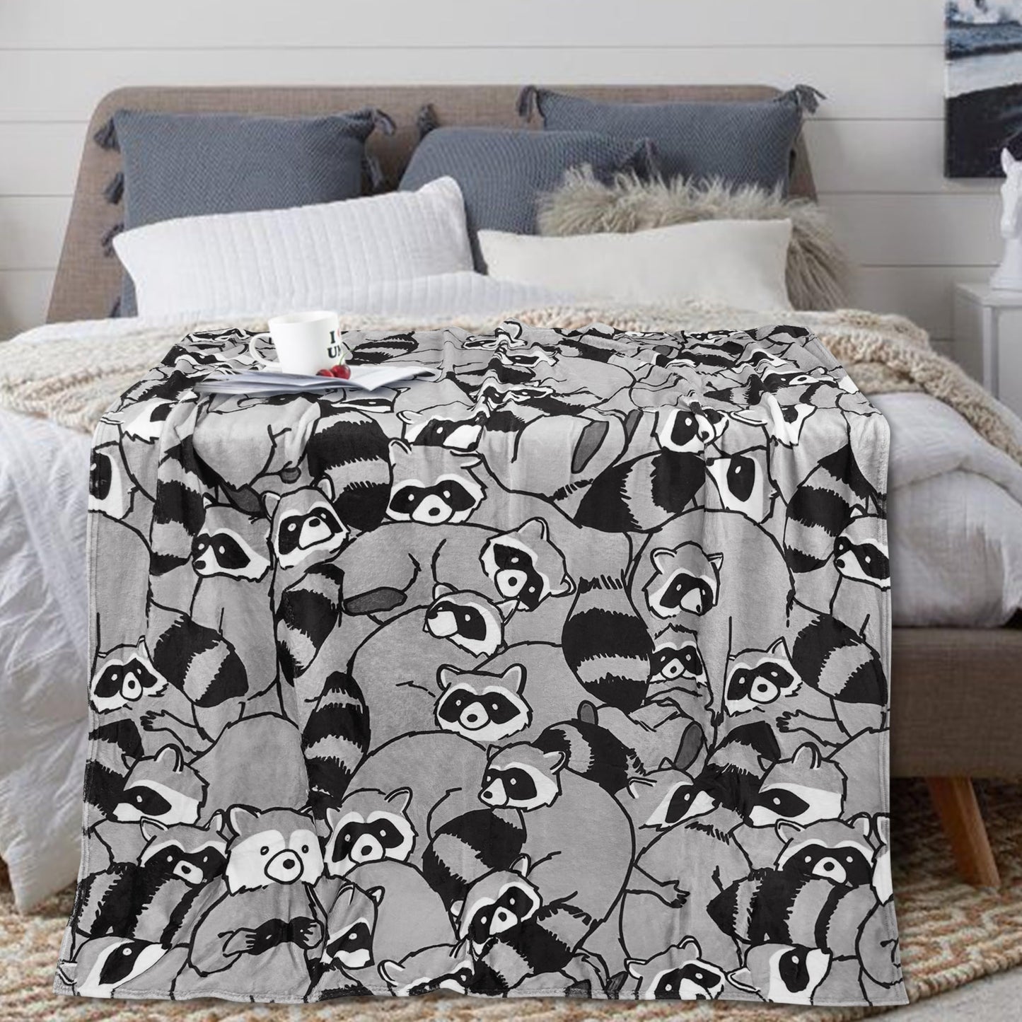Raccoon Blanket Soft Cozy Lightweight Throw Blanket for Couch Sofa Bed Living Room Home Decor for Boys Girls Kids Adults Gift 50x60 inch