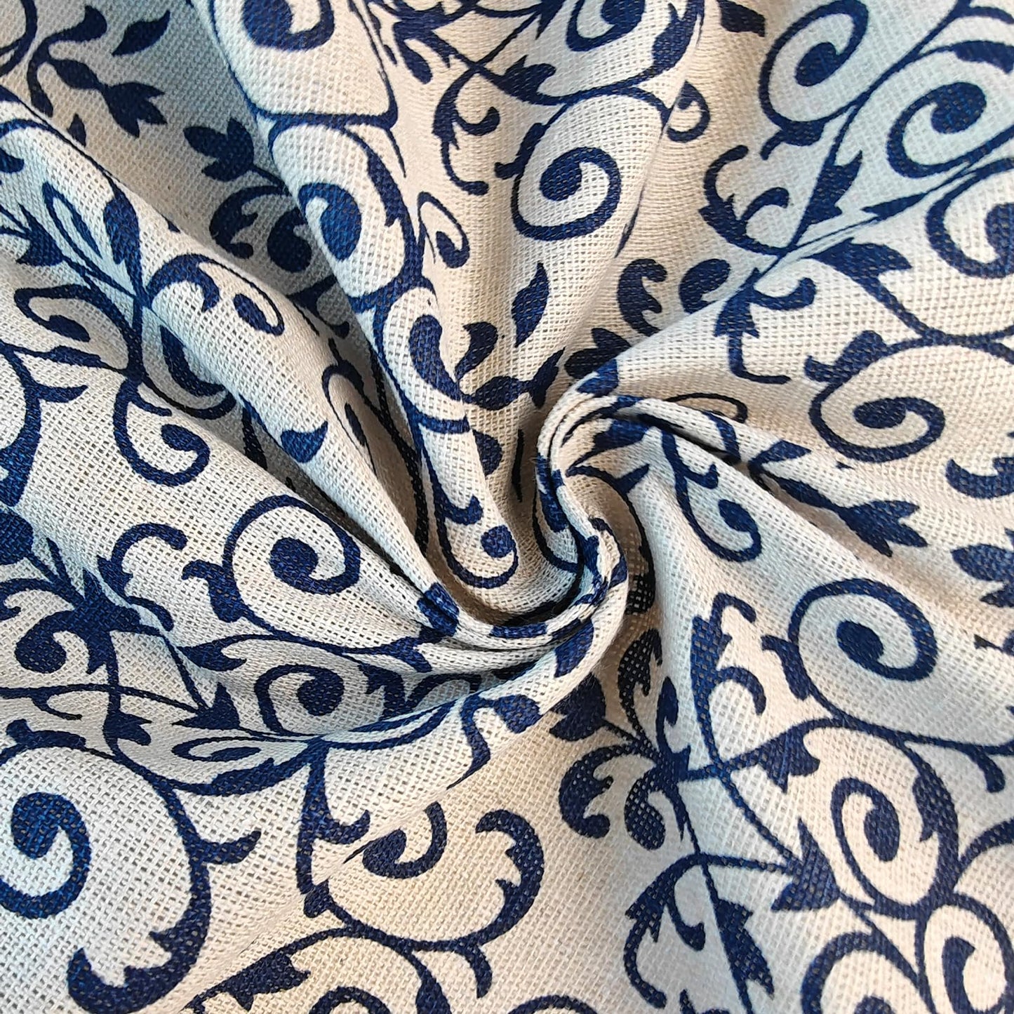 COMFEELING Coffee Table Cloth Rustic Style Living Room Center End Table Cover with Pocket, Cotton Linen Tablecloth (Blue Flower,23.6×63 Inch)