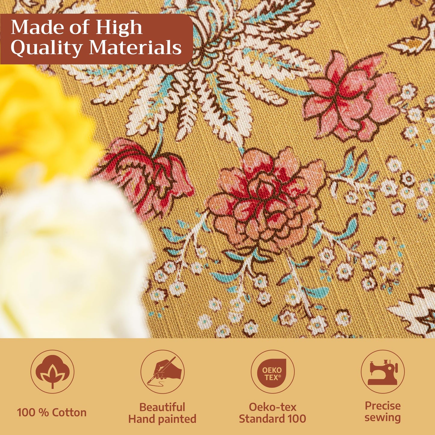 Maison d' Hermine Table Cloth Rectangle Table 100% Cotton 60 x 90 Inches Tablecloth Reusable Decorative for Dining Kitchen Room Farmhouse Party Home Hotel Restaurant Spring Summer - Marquise