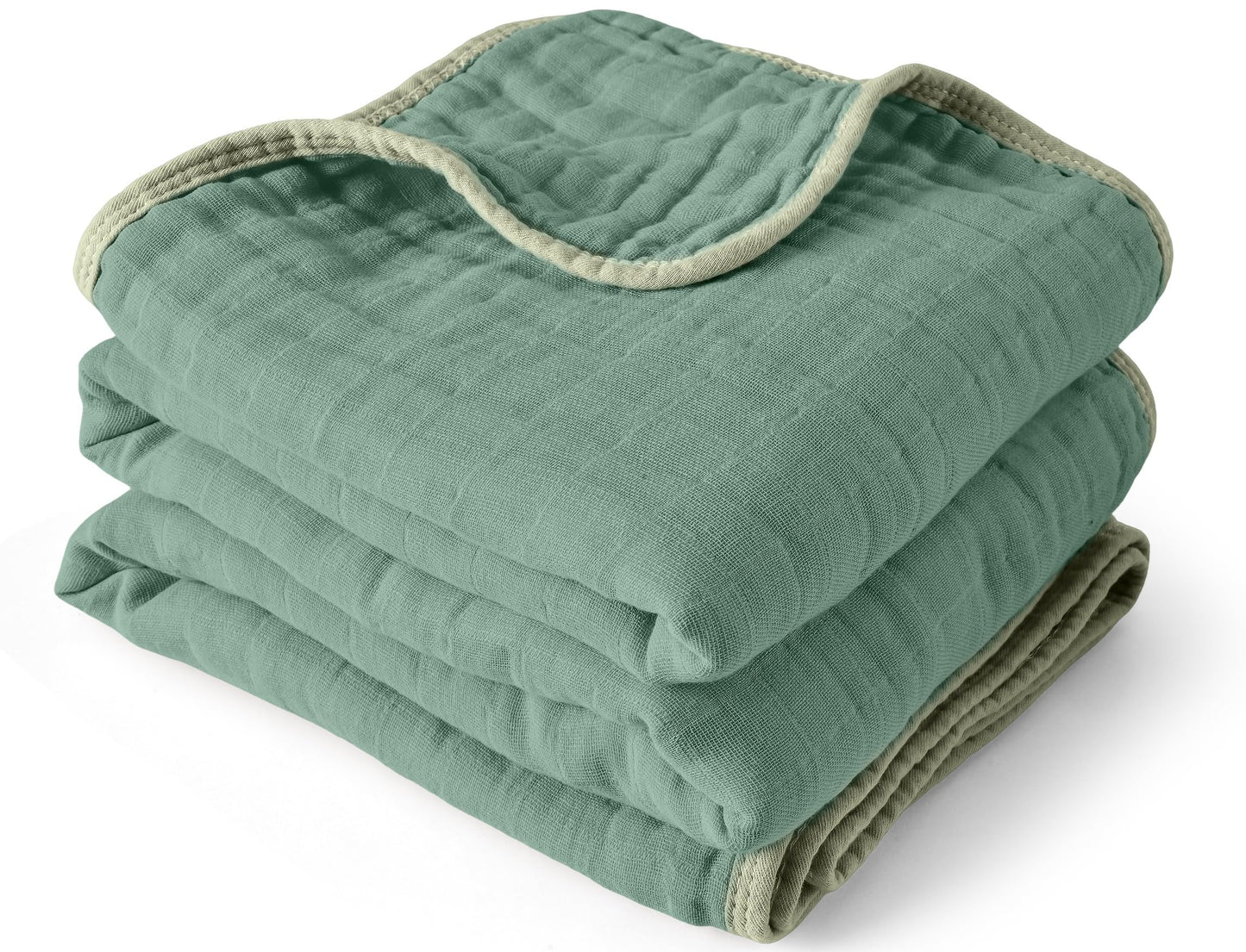 ZPECC Muslin Toddler Blanket Thicker, 47x47 Organic Cotton Kids Quilt Hypoallergenic for Baby Essentials Crib Stroller Daycare Cot, Sage Green