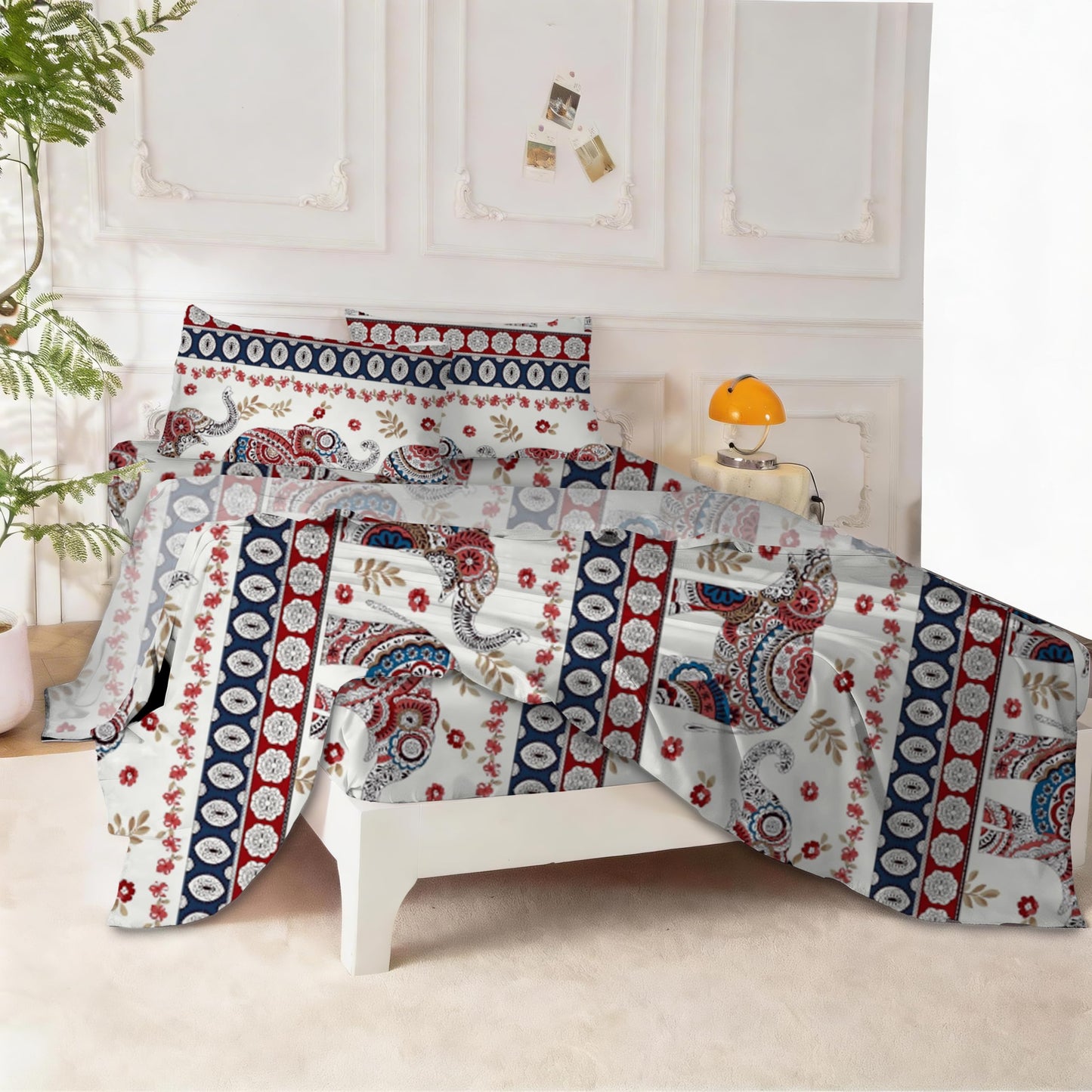SDY 7Piece Elephant Twin Bedding Set,Elephant Bed Set Bed in A Bag for Man Woman Adult, with Comforter, Flat Sheet, Fitted Sheet and Pillowcases & Shams