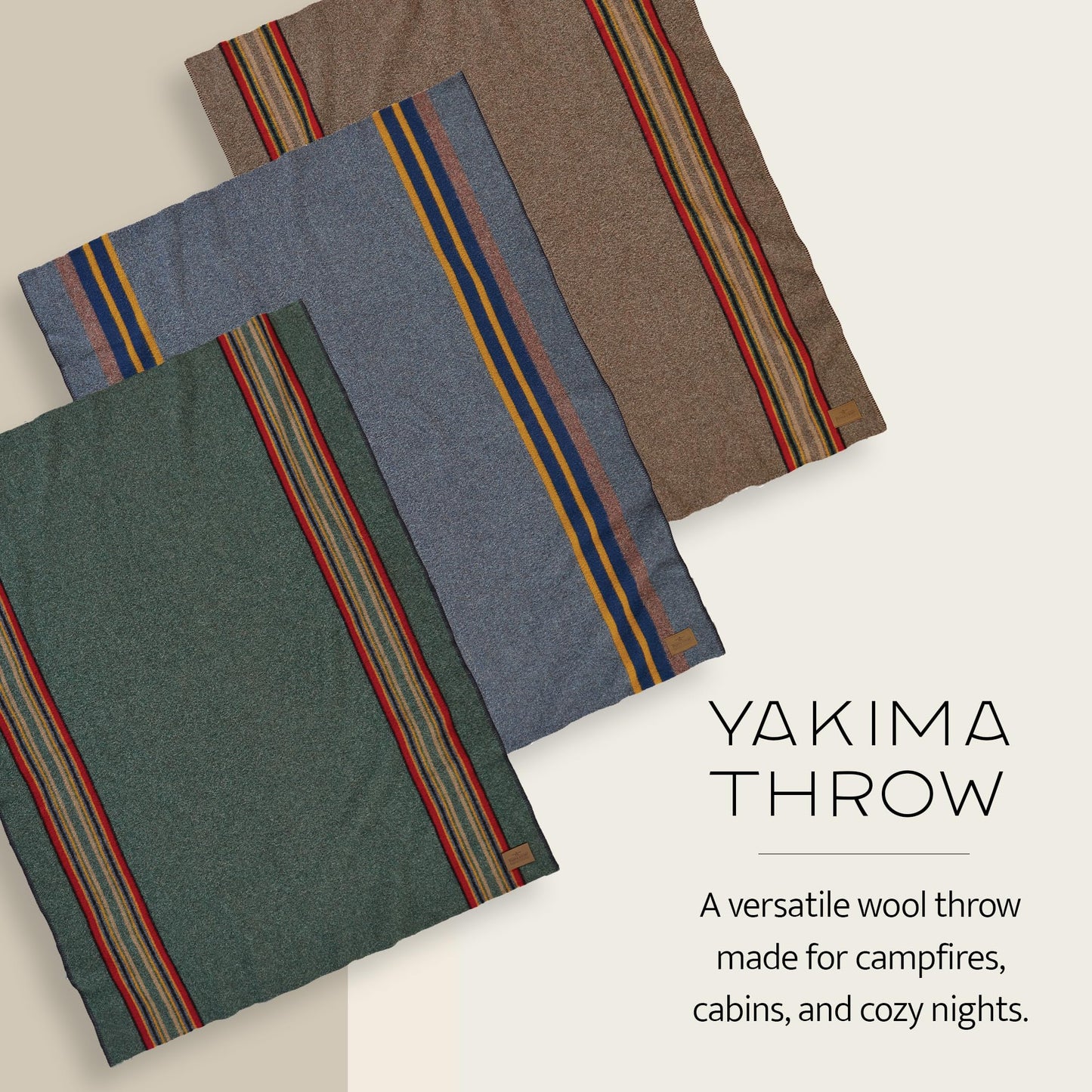 Pendleton Yakima Throw 54" x 66" - Wool Cotton, Soft and Durable Wool Throw for Home and Travel - Lake