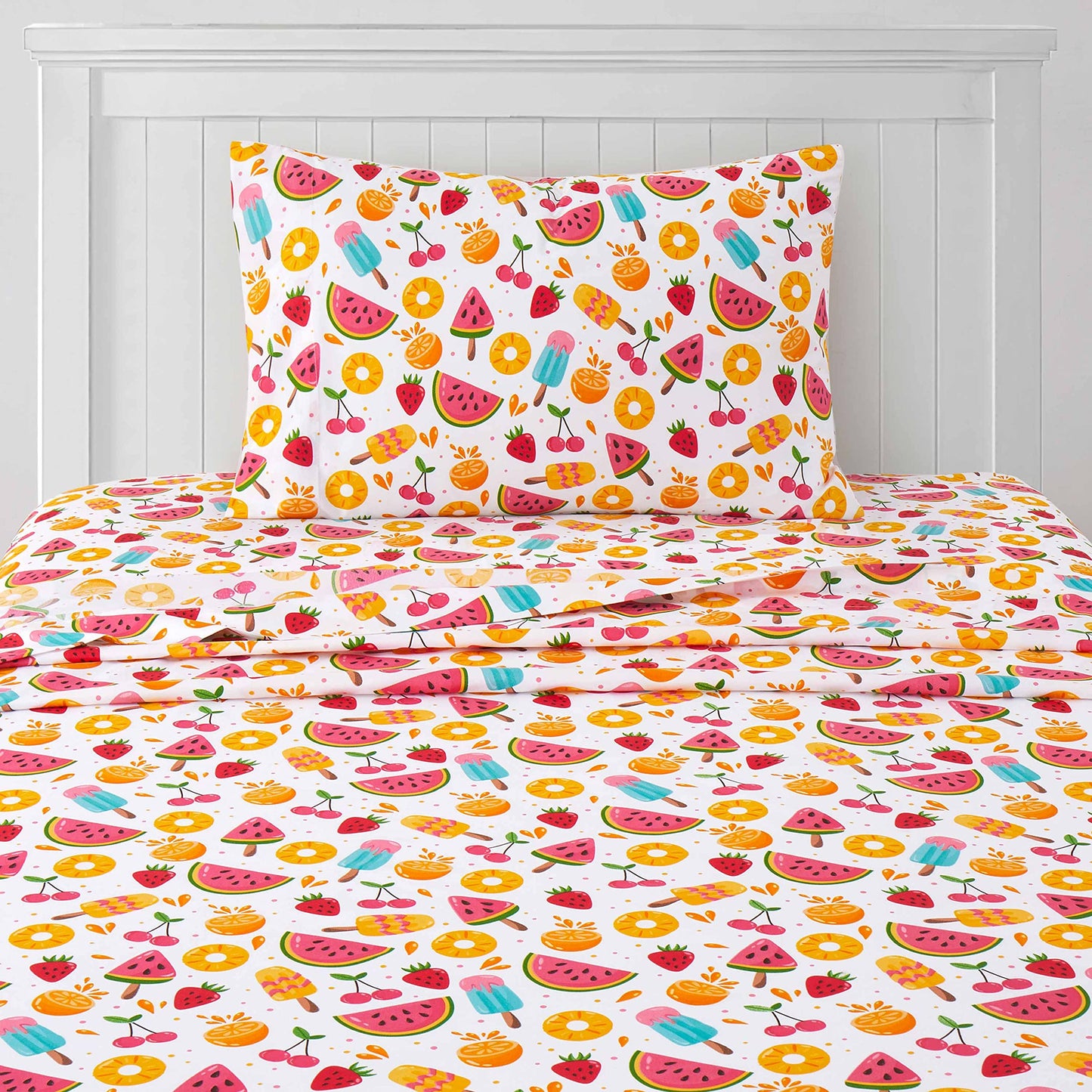 1500 Supreme Kids Bed Sheet Collection - Fun Colorful and Comfortable Boys and Girls Toddler Sheet Sets - Deep Pocket Wrinkle Free Soft and Cozy Bedding - Twin, Fruity Fun