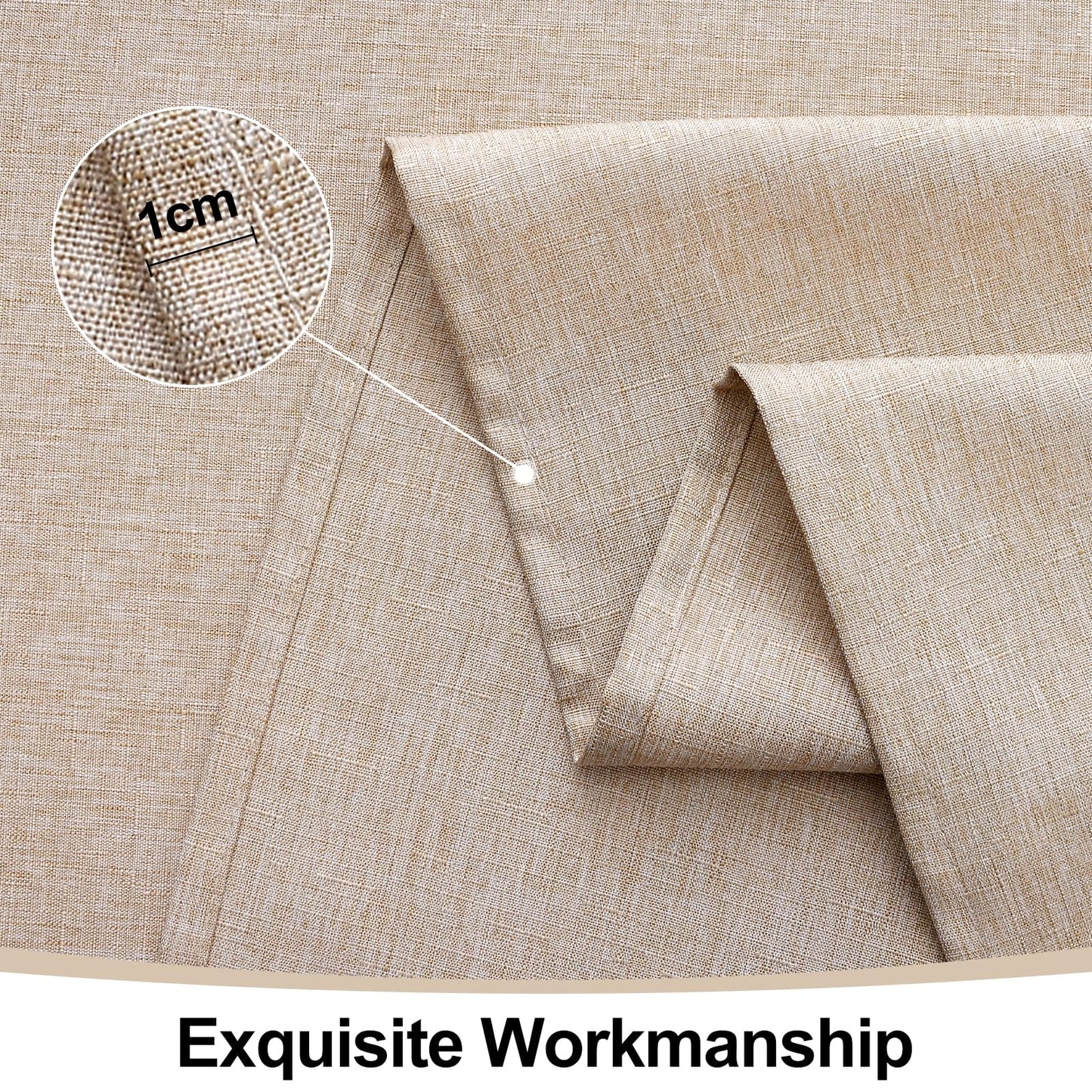 Smiry Rectangle Table Cloth Linen Textured, Waterproof Spillproof Anti-Wrinkle Burlap Tablecloth, Washable Decorative Fabric Table Cover for Dining, Party, Banquet, 52 x 70 Inch, Linen