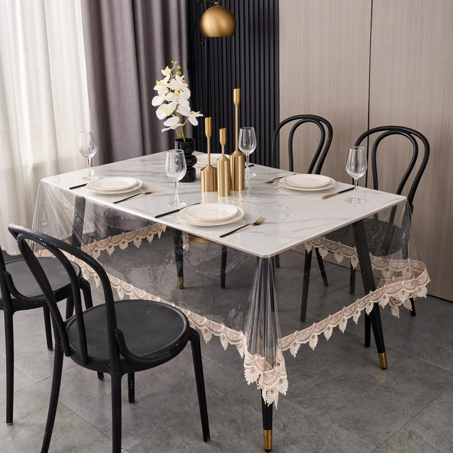 Pioggia Clear Vinyl Tablecloth Protector Waterproof/Oil-Proof PVC Table Cloth Transparent Sheet Table Cover (54'' x 70'' Rectangular)