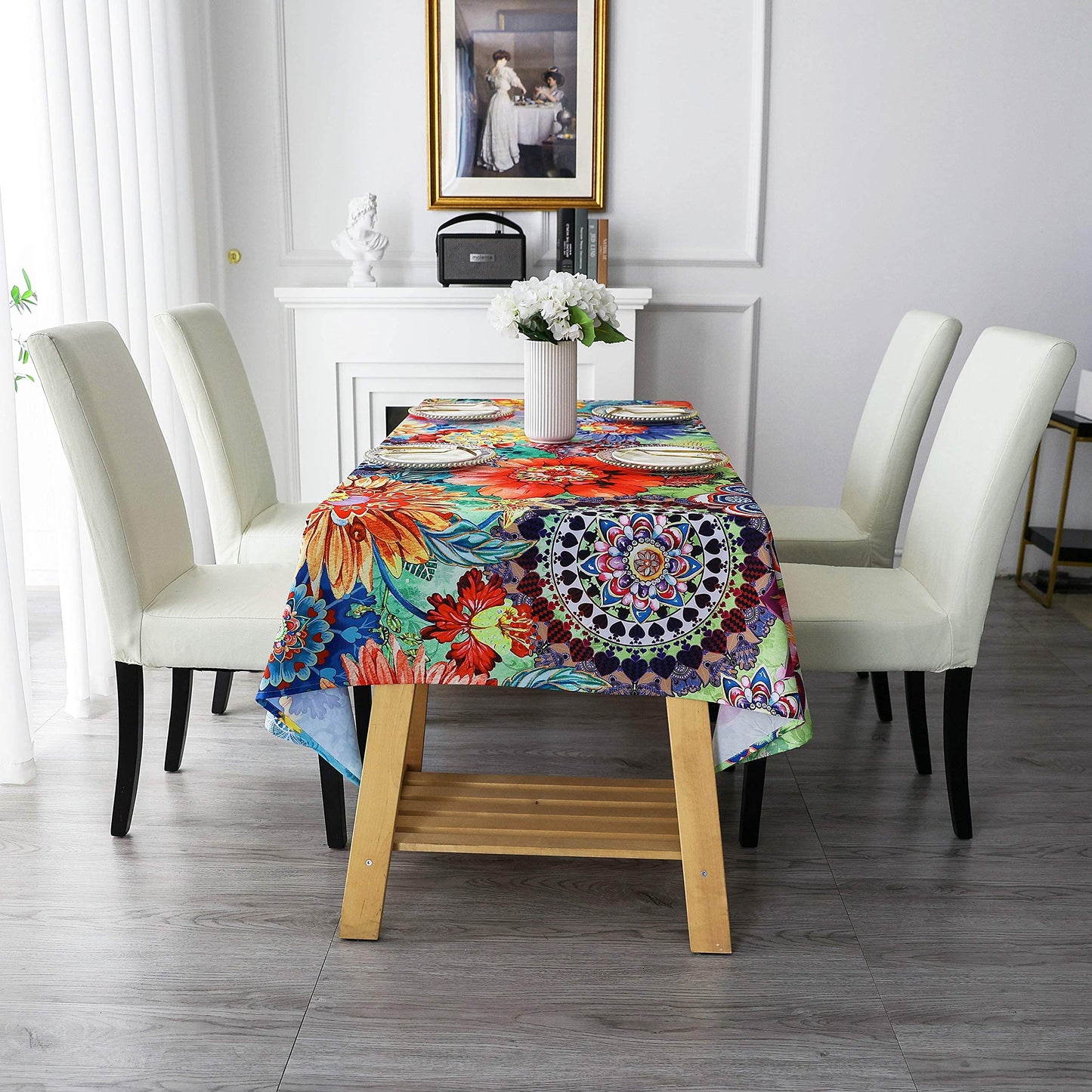 HMS Happy Memories Tablecloth, Original Design Hand Drawing Art Print Table Cloth, Washable Water Resistance Microfiber Decorative Rectangle Table Cover(Tape 8 60"x102")