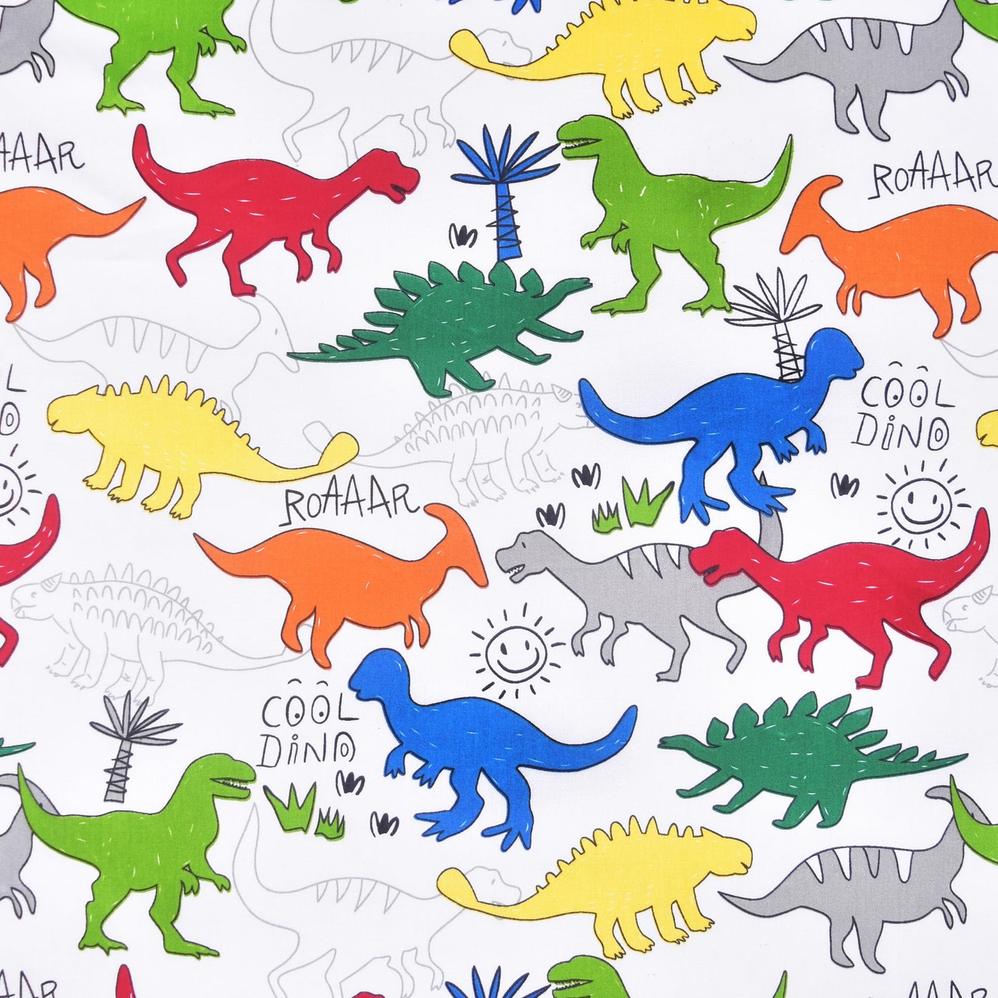 Scientific Sleep Colorful Dinosaur Cute Fun 100% Cotton Cozy Twin Bed Sheet Set, Flat Sheet & Fitted Sheet & Pillowcase Kids Boys Girls Natural Bedding Set (Dino, Twin)