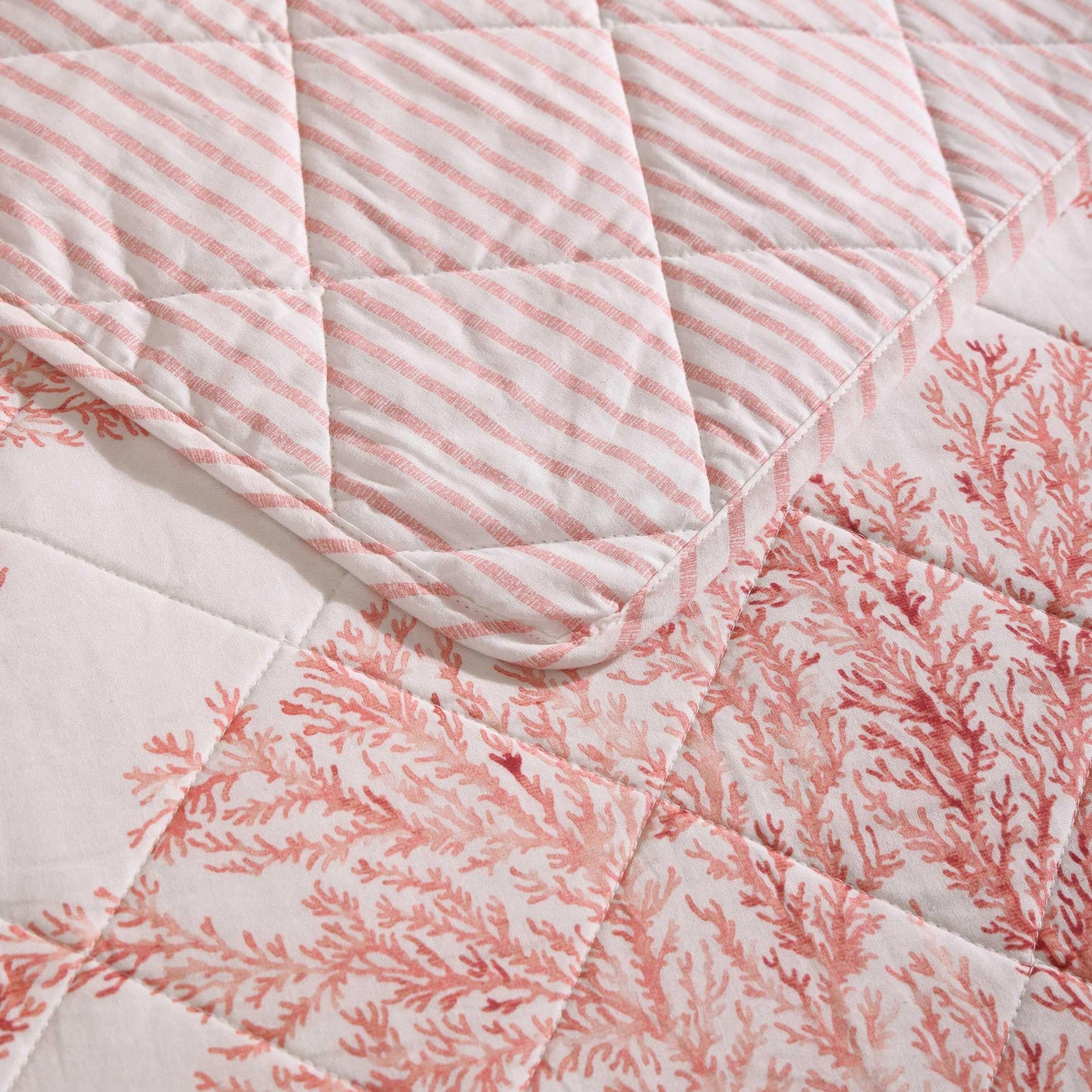 Tommy Bahama - King Quilt Set, Reversible Cotton Bedding with Matching Shams, Coral Reef Inspired Bedding Set (Coral Garden, King)