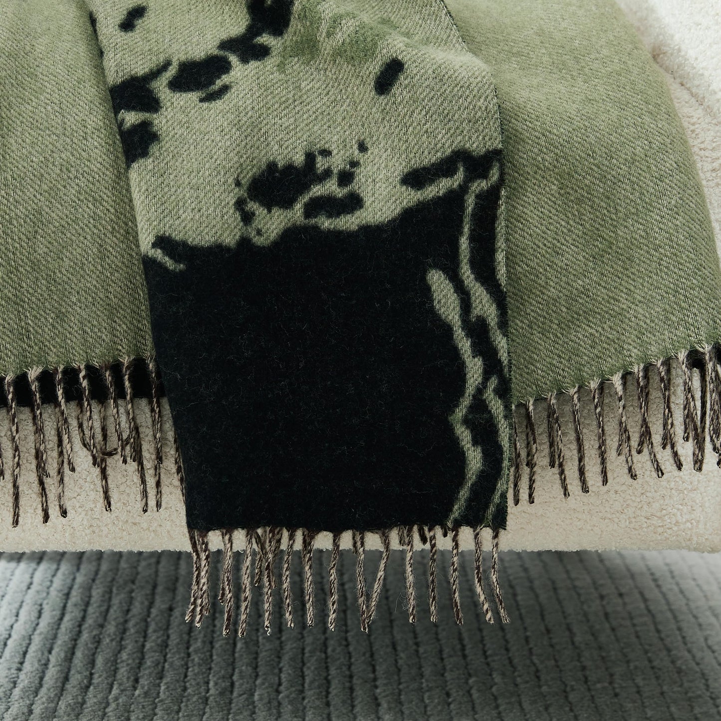 Lush Decor x Chuks Collins Threaded Roots Throw Blanket Single 60" W x 70" L Green - Cozy Wool Blanket - Green Throw - Super Soft Blanket for Bed, Couch, or Chair