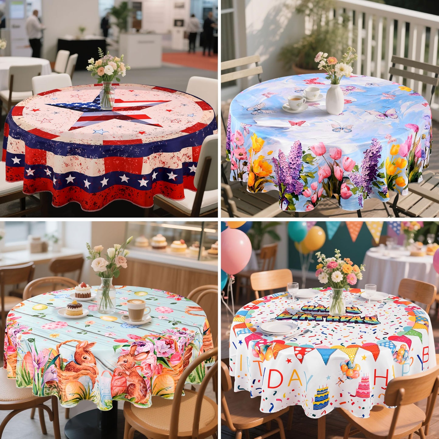 juniissl Fish Tablecloth Washable Round Table Cover for Kitchen Dining Decoration 60 Inch
